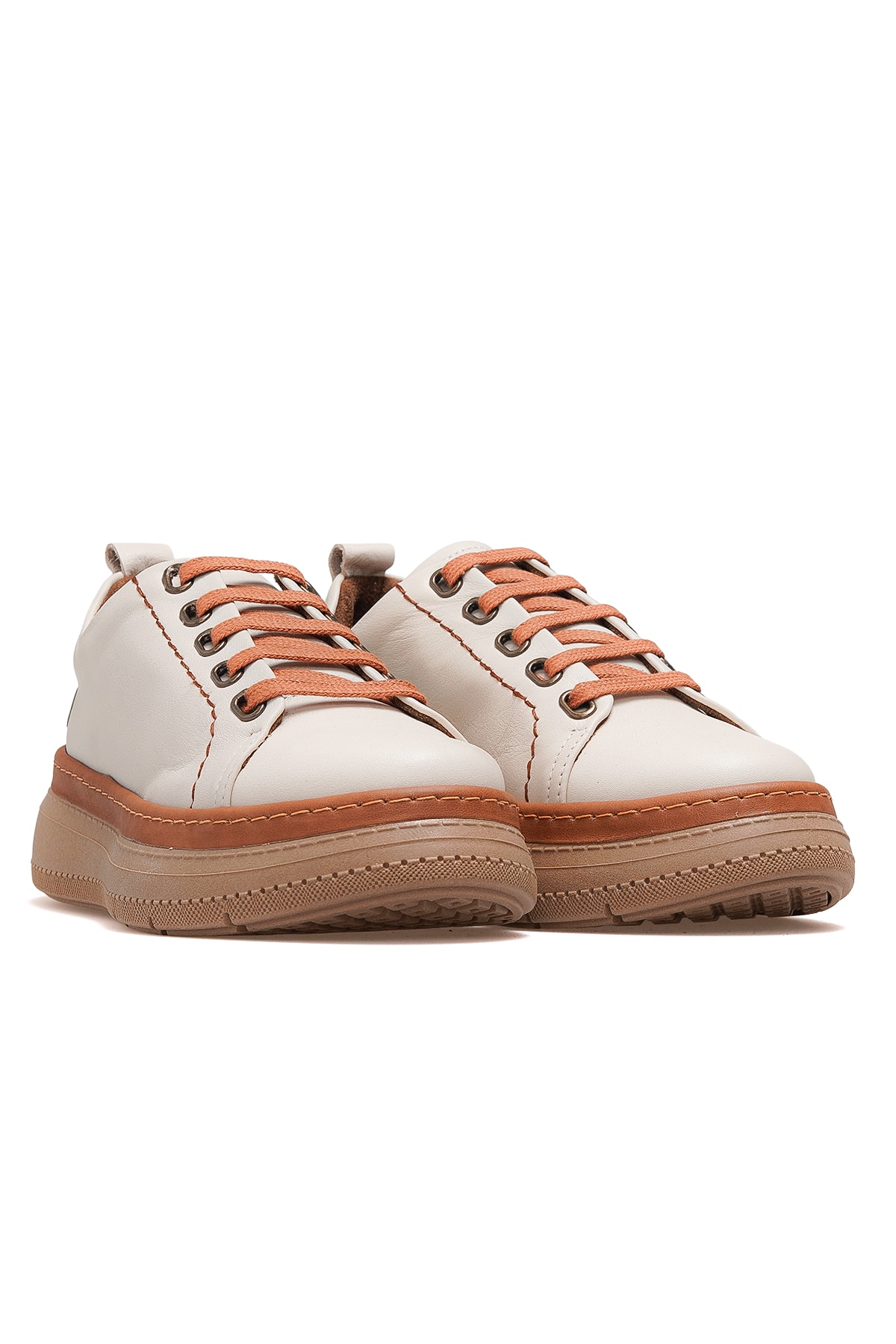 Kadın Hakiki Deri Sneaker Günlük Ayakkabı D25KA-7180 Z - BEJ