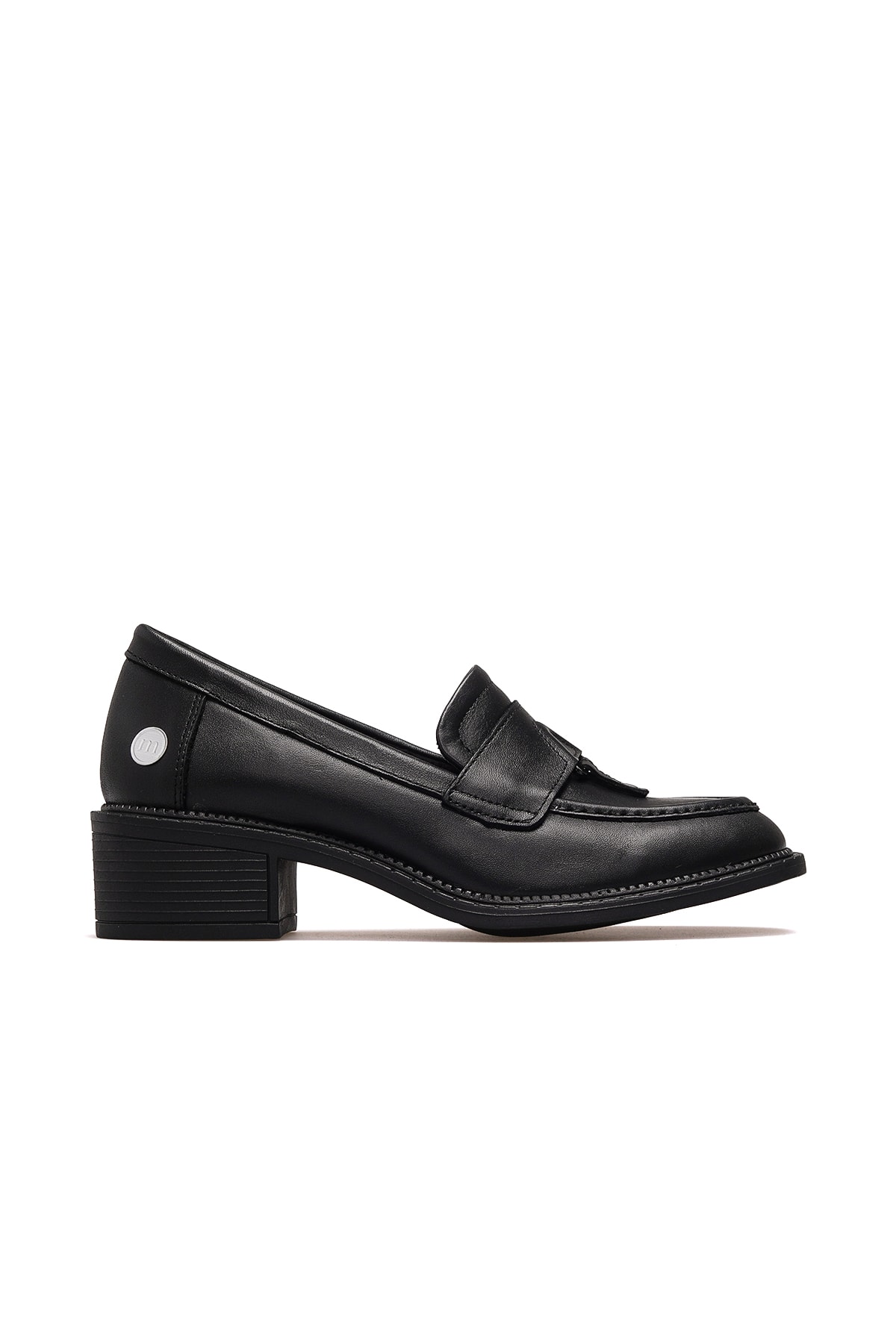Kadın Hakiki Deri Topuklu Loafer Günlük Ayakkabı D25KA-7210 Z - SİYAH