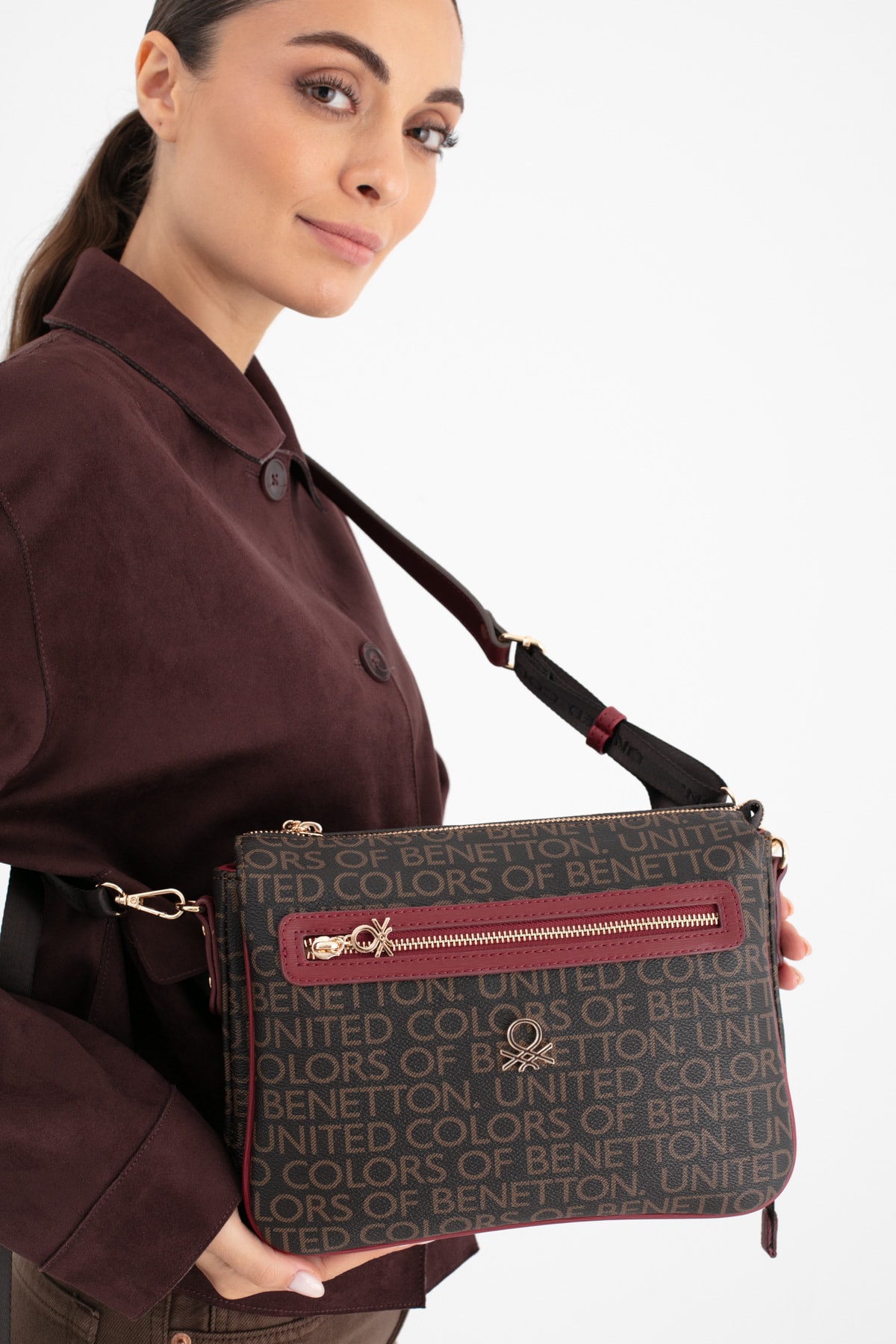 Kadın Çapraz Çanta BNT-1637 - KAHVE BORDO