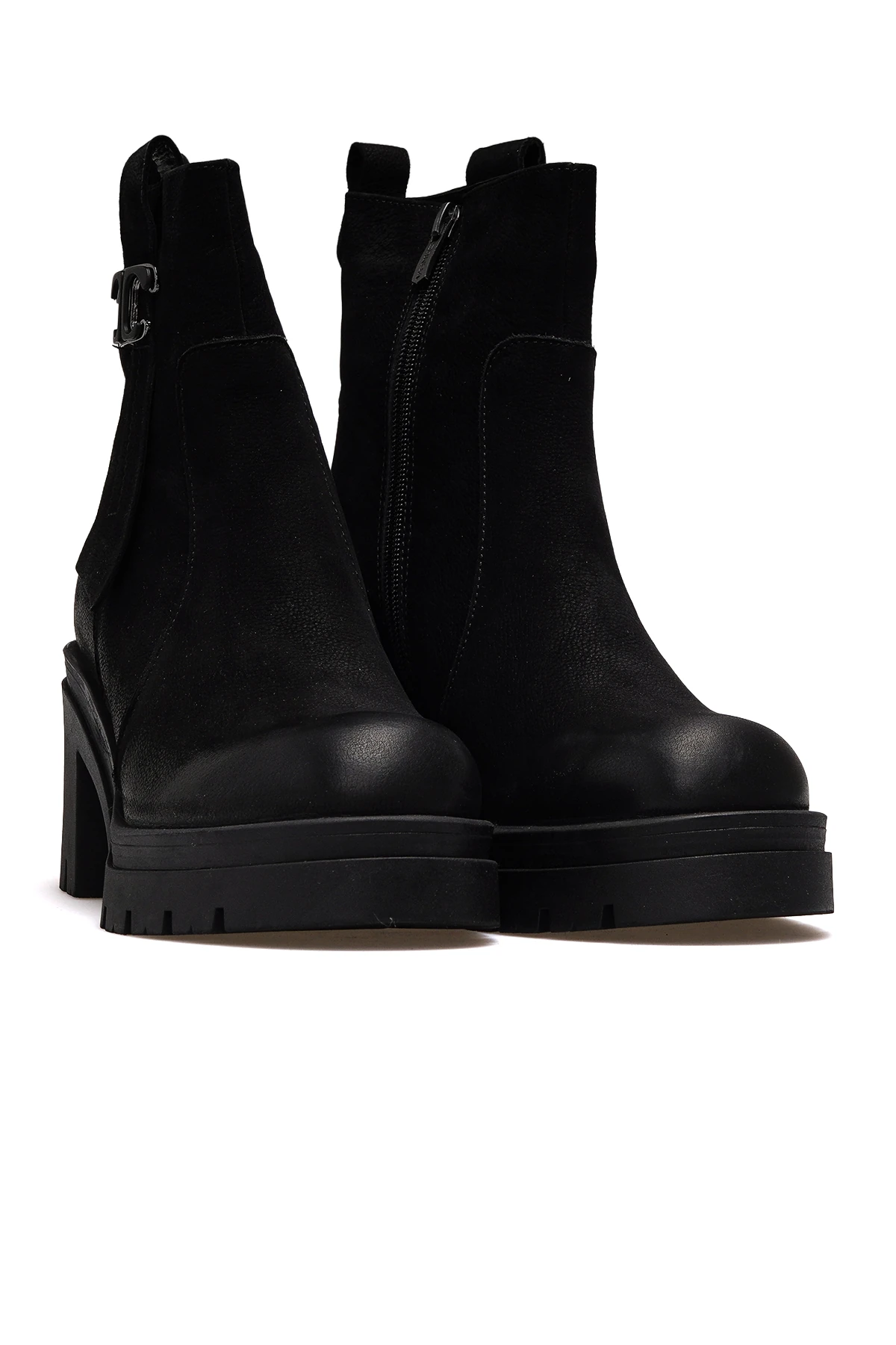 Kadın Hakiki Deri Topuklu Günlük Bot 2351311K Z - SİYAH NUBUK