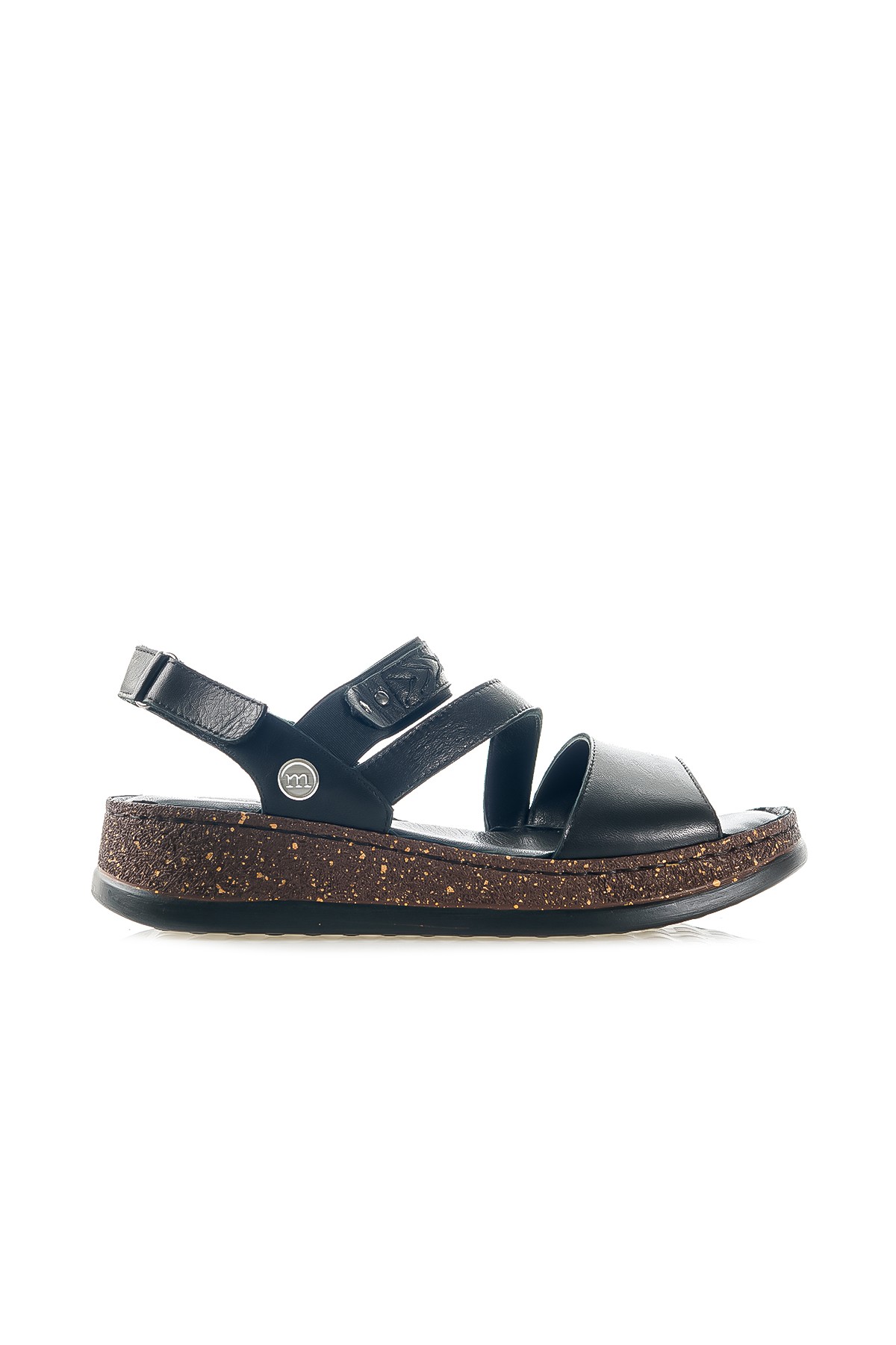 Mammamia Kadın Hakiki Deri Ortopedik Taban Dolgu Topuk Günlük Sandalet (36-40) D24YS-1640 Z - SİYAH