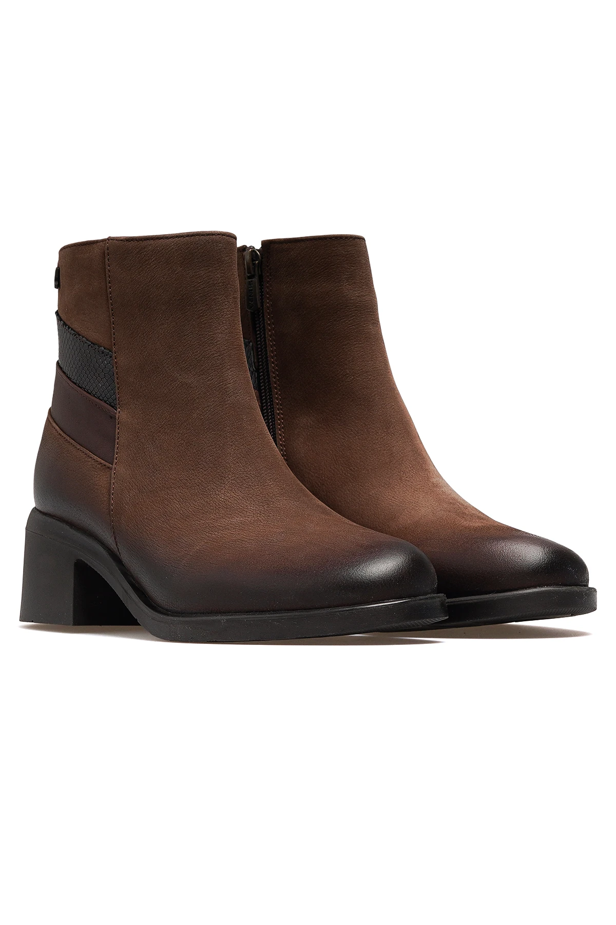 Kadın Hakiki Deri Topuklu Günlük Bot 2551403K Z - VİZON NUBUK