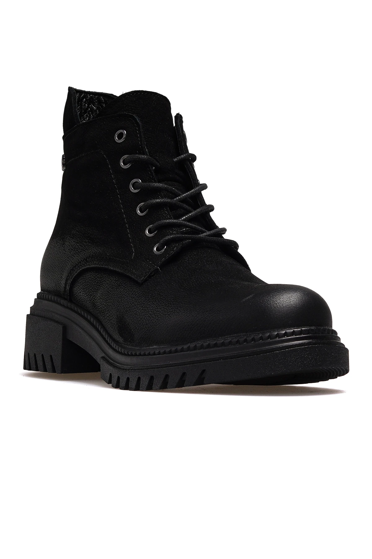 Kadın Hakiki Deri Postal Günlük Bot 1950865K Z - SİYAH NUBUK