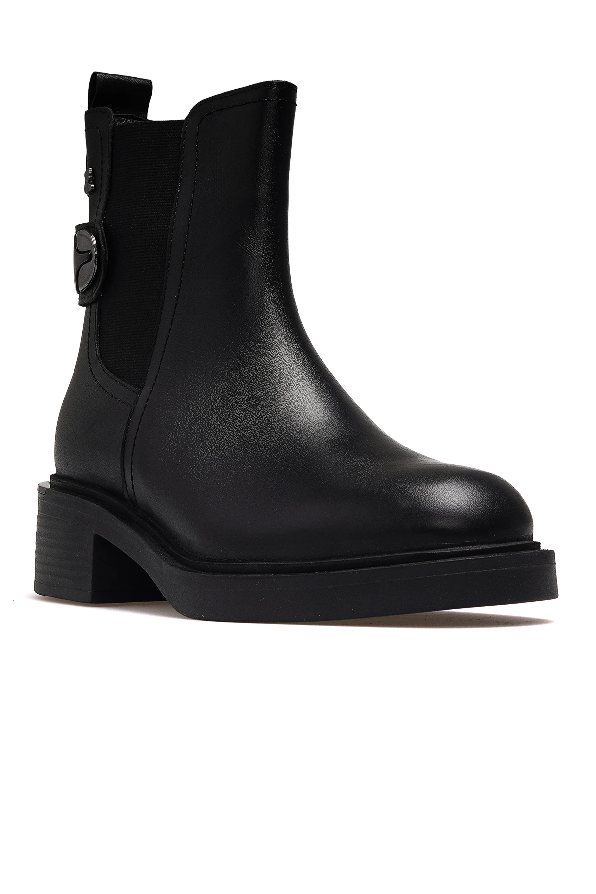 Kadın Hakiki Deri Topuklu Günlük Bot 2553402K Z - SİYAH