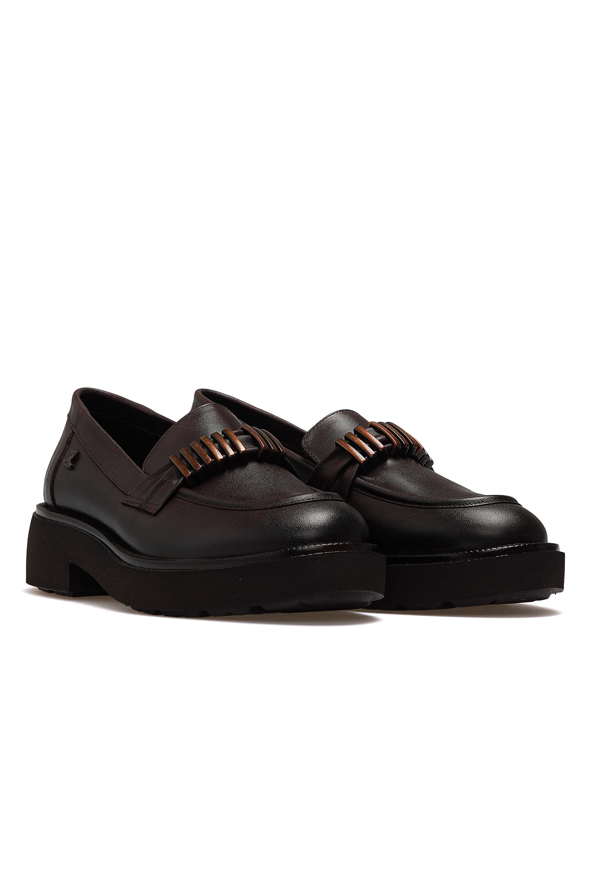 Kadın Hakiki Deri Loafer Günlük Ayakkabı 2411551K Z - KAHVE