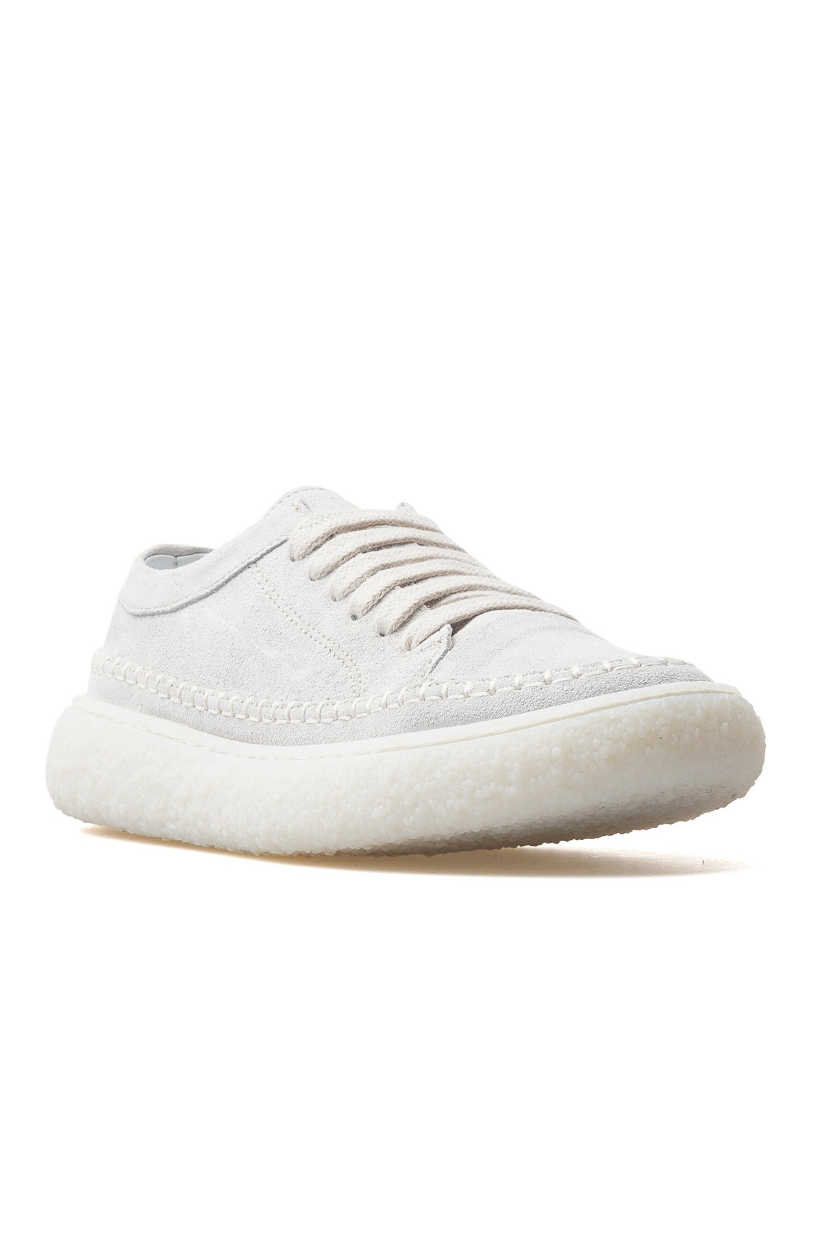 Kadın Hakiki Deri Sneaker Ayakkabı D25YA-240 Z - BEYAZ SÜET