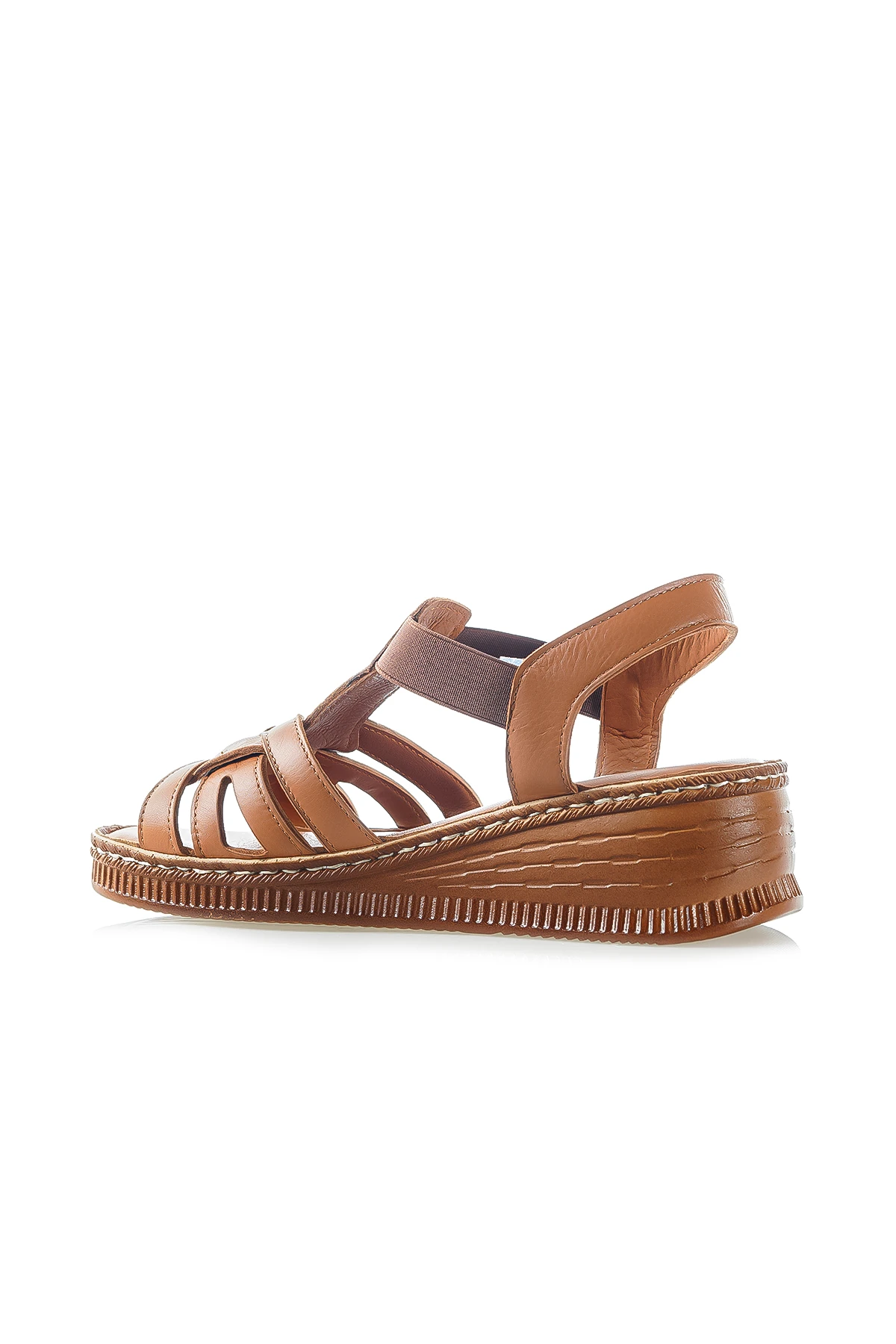 Venüs Kadın Hakiki Deri Dolgu Topuklu Comfort Günlük Sandalet (36-41) 24028801Y Z - TABA