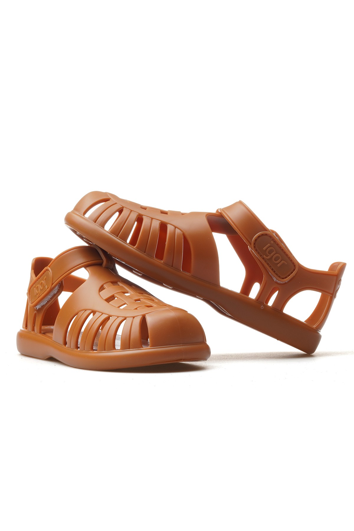 İgor Tobby Solıd Unısex Kaymaz Taban Çocuk Sandalet (18-29) KS10271-TOBBY SOLID - KARAMEL