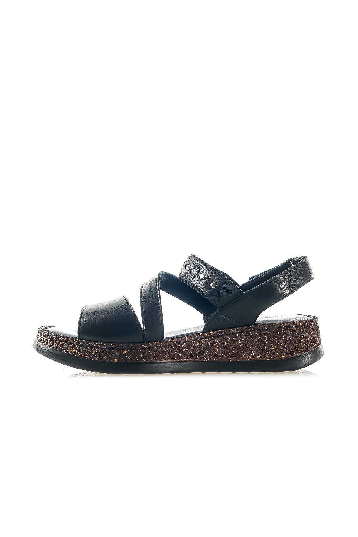 Mammamia Kadın Hakiki Deri Ortopedik Taban Dolgu Topuk Günlük Sandalet (36-40) D24YS-1640 Z - SİYAH