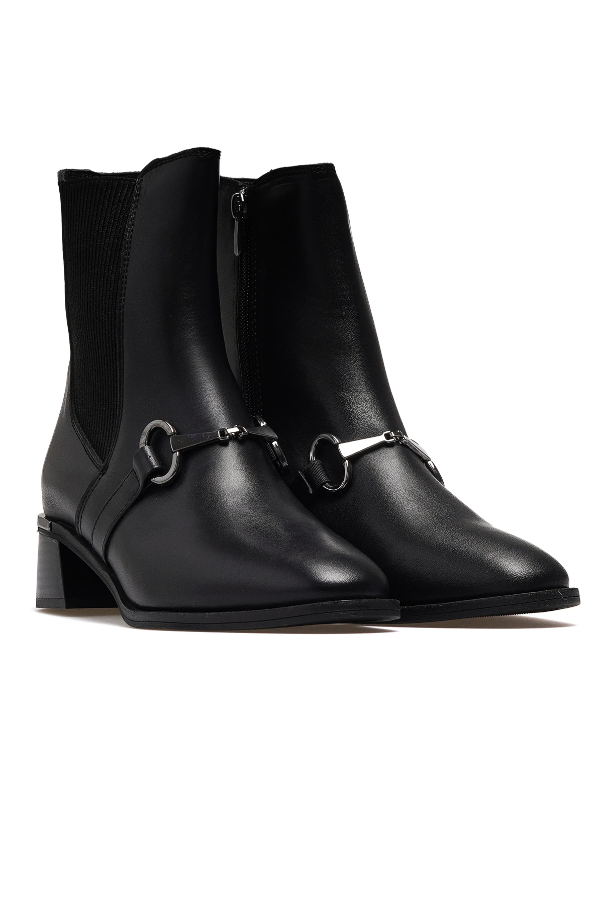 Kadın Hakiki Deri Topuklu Bot 2540008K Z - SİYAH