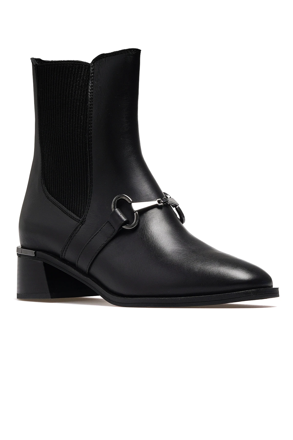 Kadın Hakiki Deri Topuklu Bot 2540008K Z - SİYAH