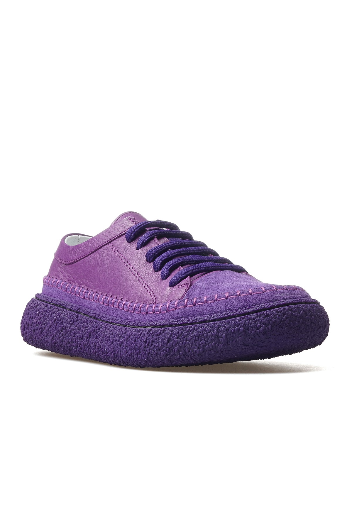 Kadın Hakiki Deri Sneaker Ayakkabı D25YA-240 Z - LİLA SÜET