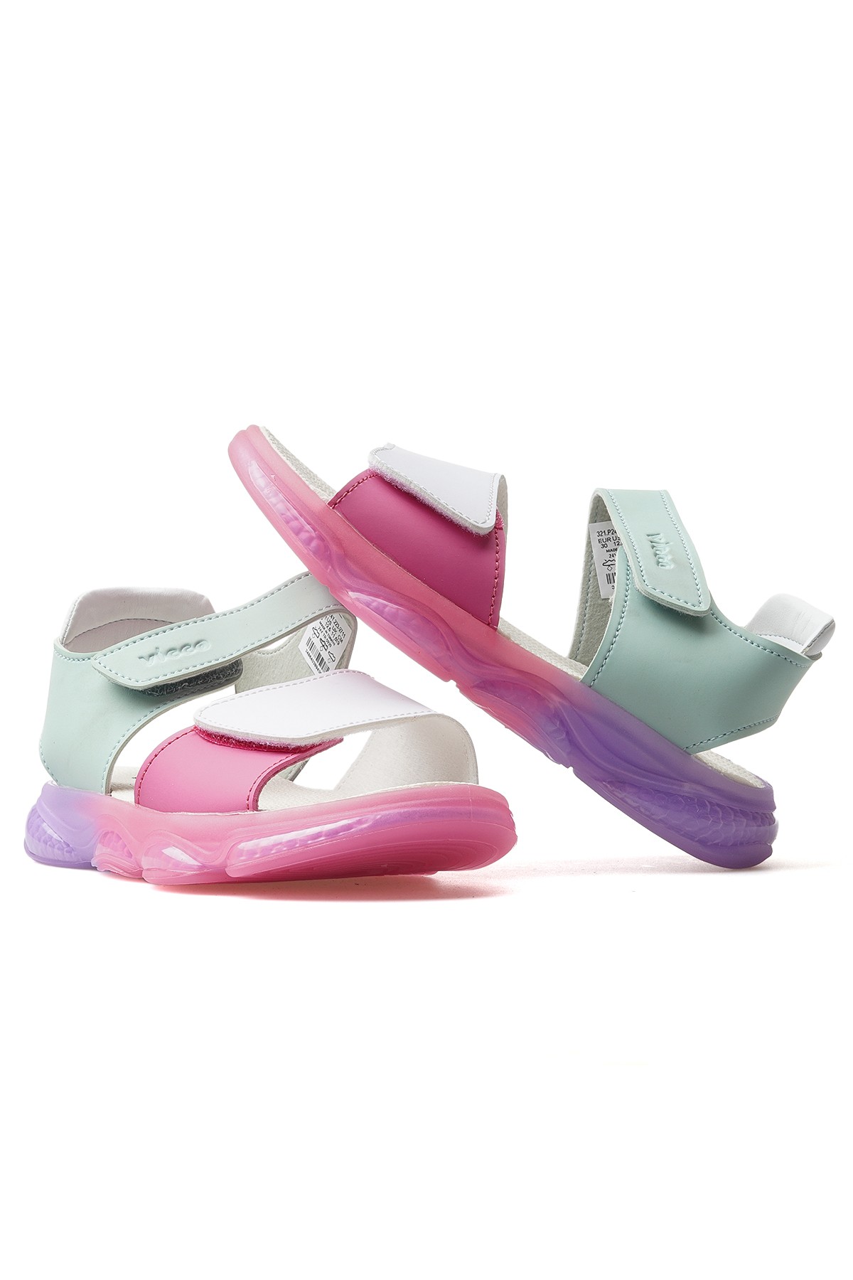 Vicco Laura Kız Çocuk Anatomik Taban Işıklı Günlük Sandalet (22-30) 321.223 BK - MİNT BEYAZ