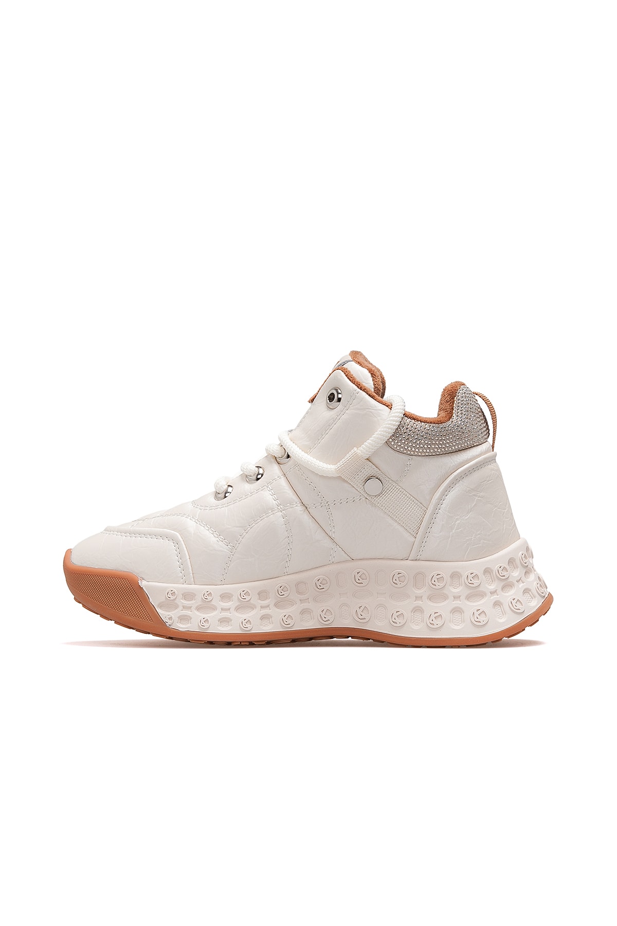 Kadın Deri Kürklü Sneaker Bot 25K316 Z - BEJ