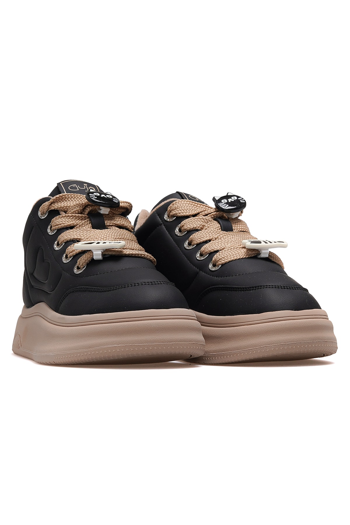 Kadın Emoji Süs Detaylı Sneaker Günlük Ayakkabı 25K421 Z - SİYAH