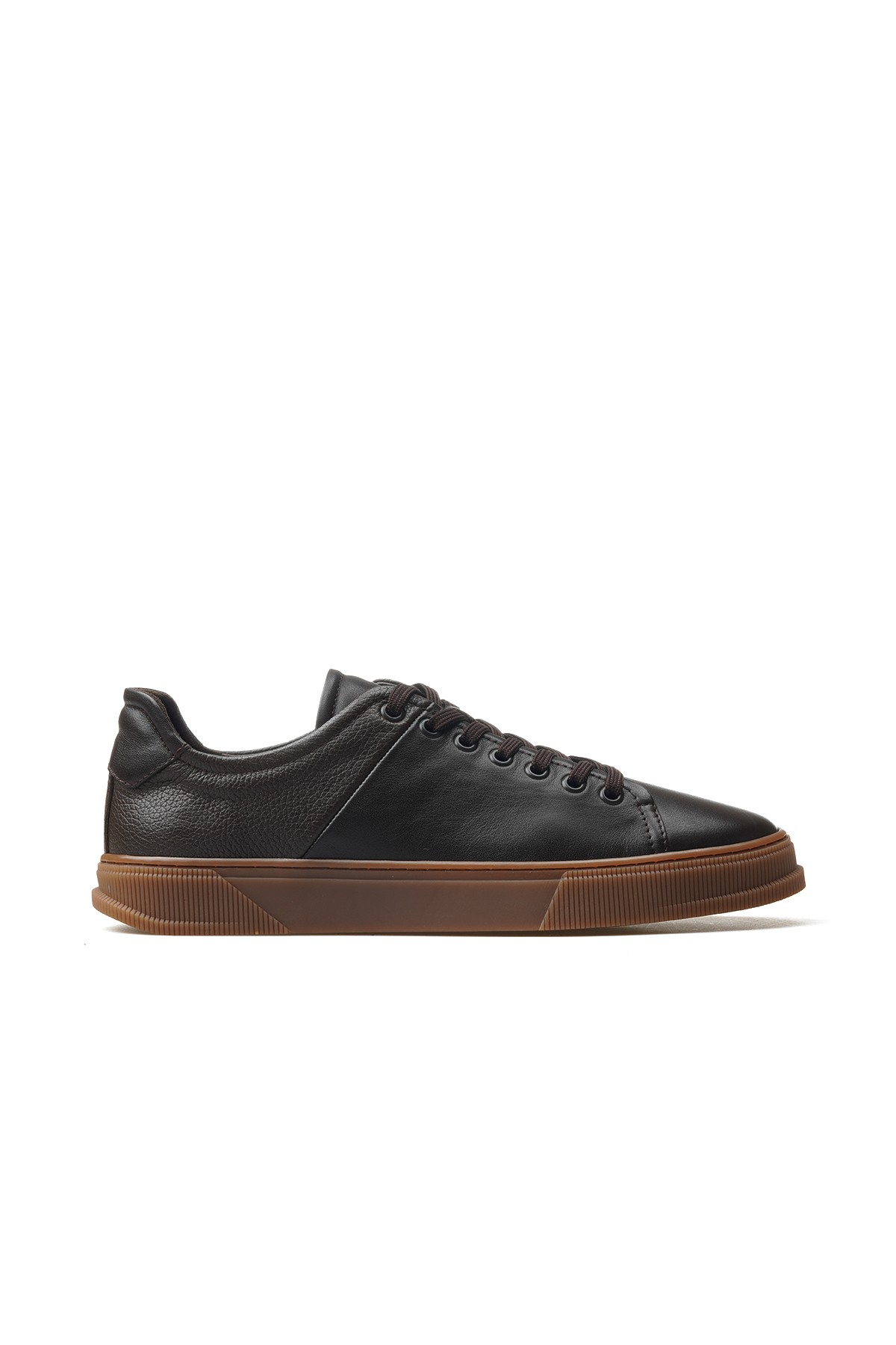 Erkek Hakiki Deri Sneaker Günlük Ayakkabı H1014 M - KAHVE