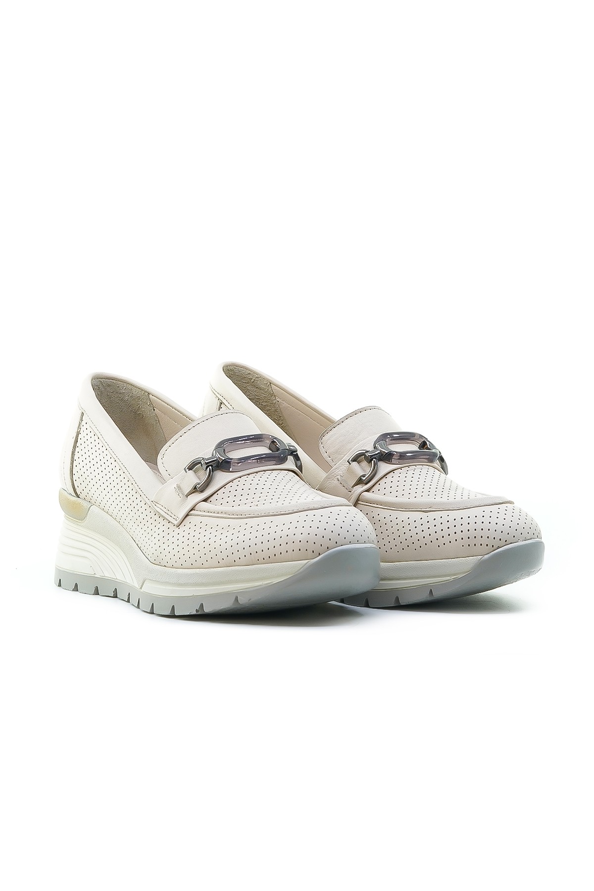 Venüs Kadın Hakiki Deri Dolgu Topuklu Comfort Casual Günlük Ayakkabı (36-40) 2313001Y Z - BEJ
