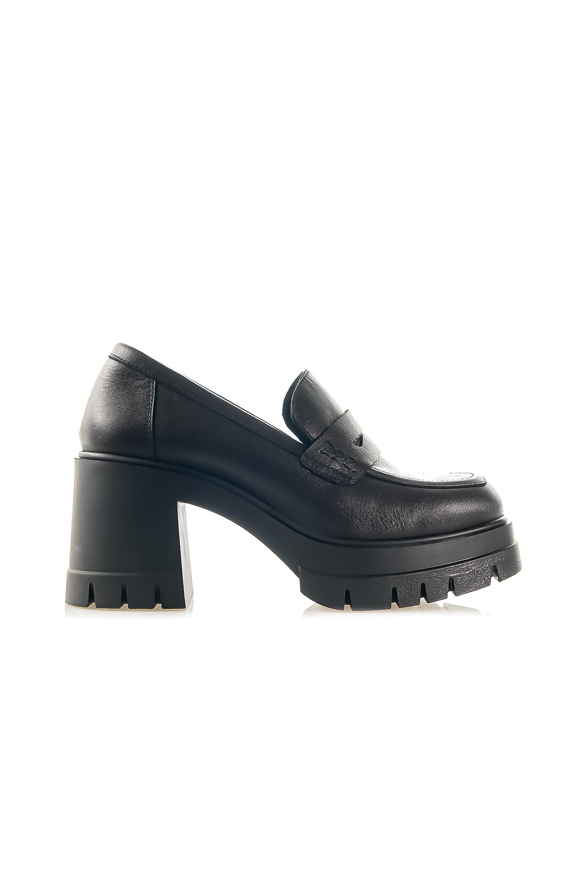 Mammamia Kadın Hakiki Deri Topuklu Loafer Günlük Ayakkabı (36-40) D24YA-3765 Z - SİYAH