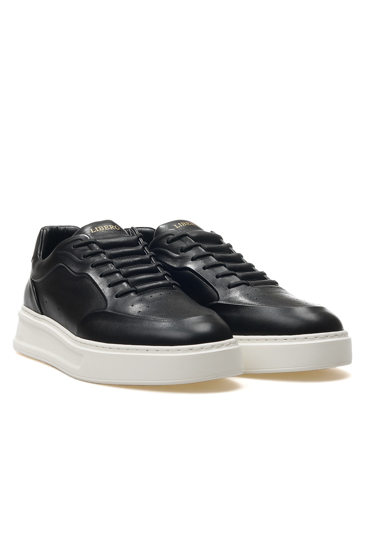 Erkek Hakiki Deri Sneaker Günlük Ayakkabı L5491 M - SİYAH BEYAZ