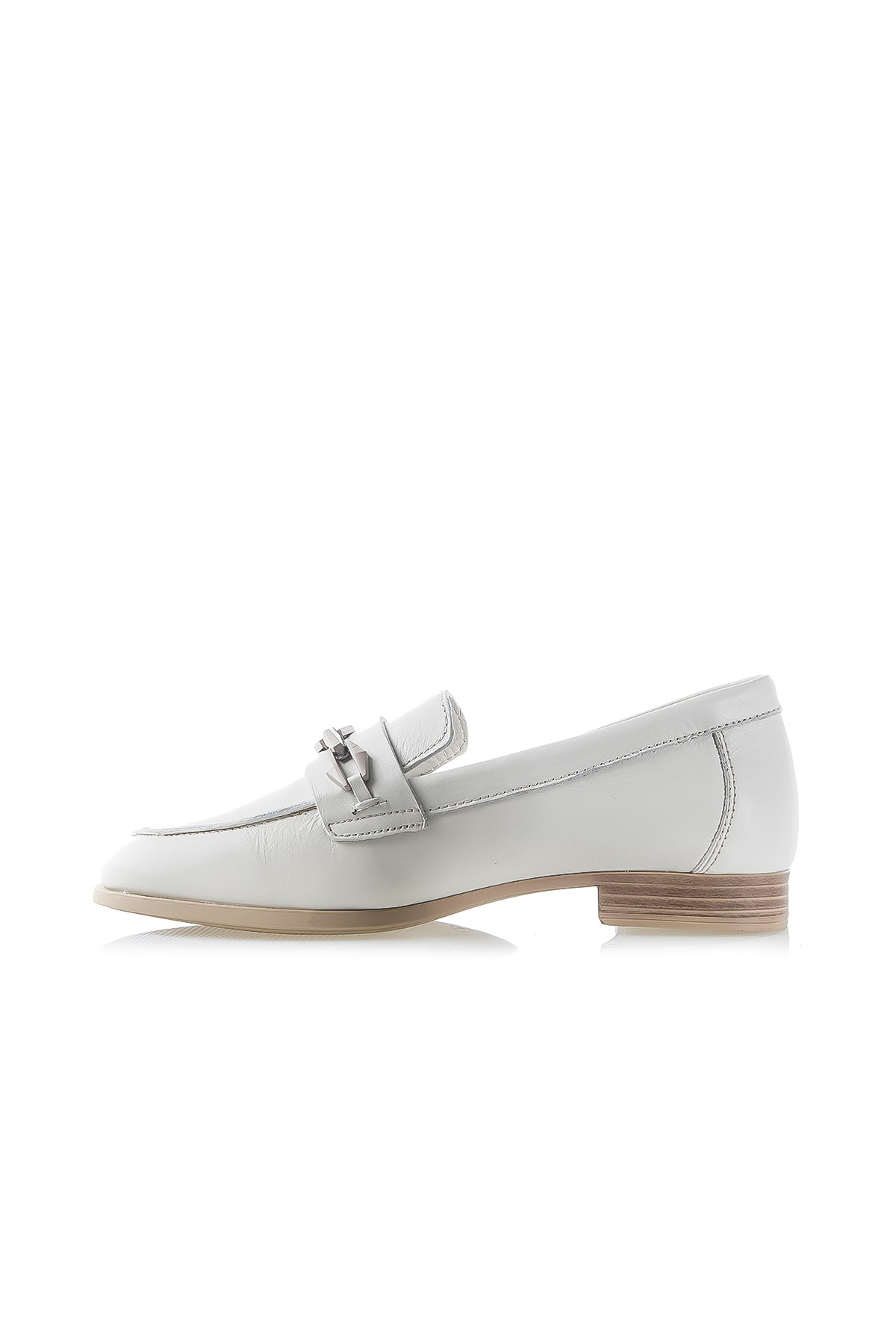 Mammamia Kadın Hakiki Deri Toka Detaylı Loafer Günlük Ayakkabı (36-40) D24YA-3215 Z - KEMİK