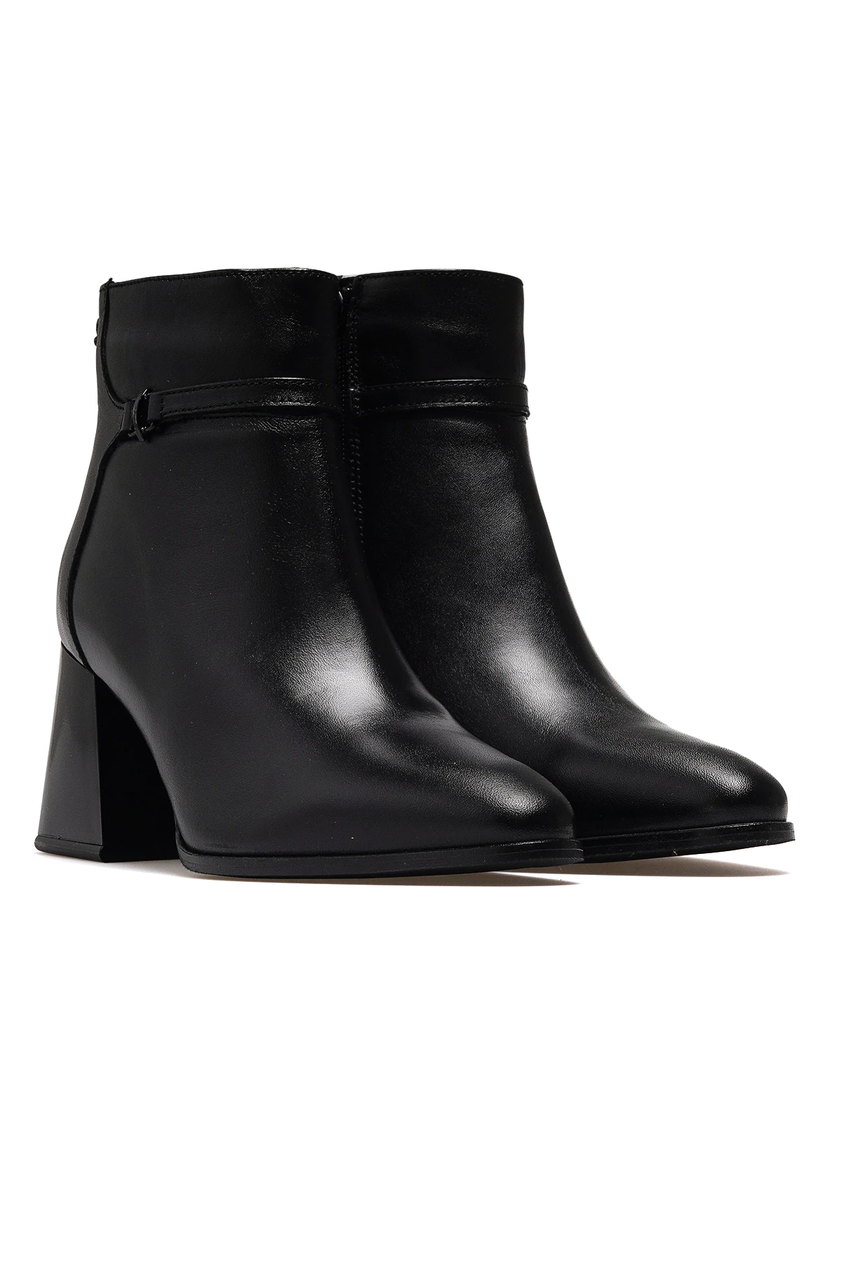 Kadın Hakiki Deri Topuklu Günlük Bot 2553901K Z - SİYAH