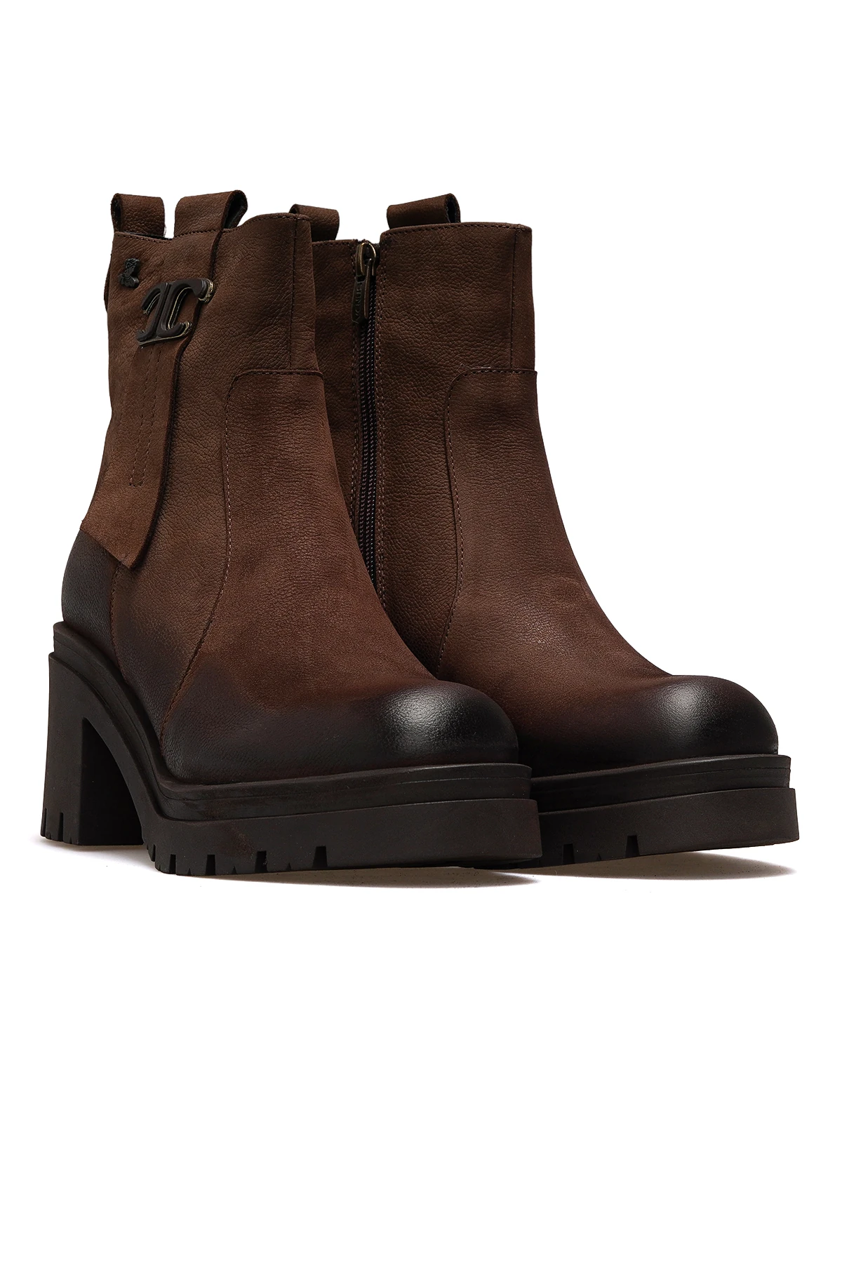 Kadın Hakiki Deri Topuklu Günlük Bot 2351311K Z - VİZON NUBUK