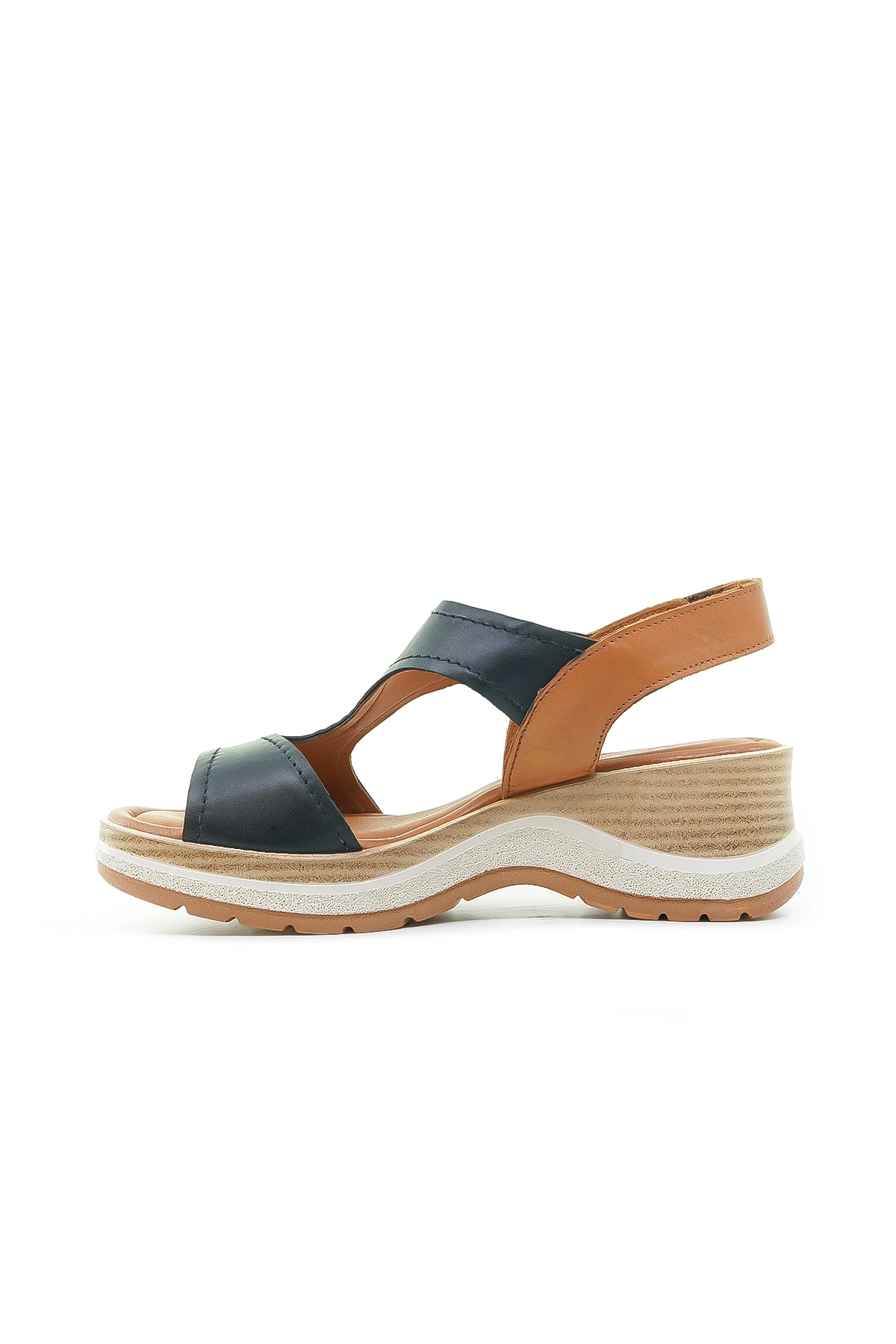 Venüs Kadın Hakiki Deri Dolgu Topuklu Comfort Casual Günlük Sandalet (36-40) 2409901Y Z - SİYAH