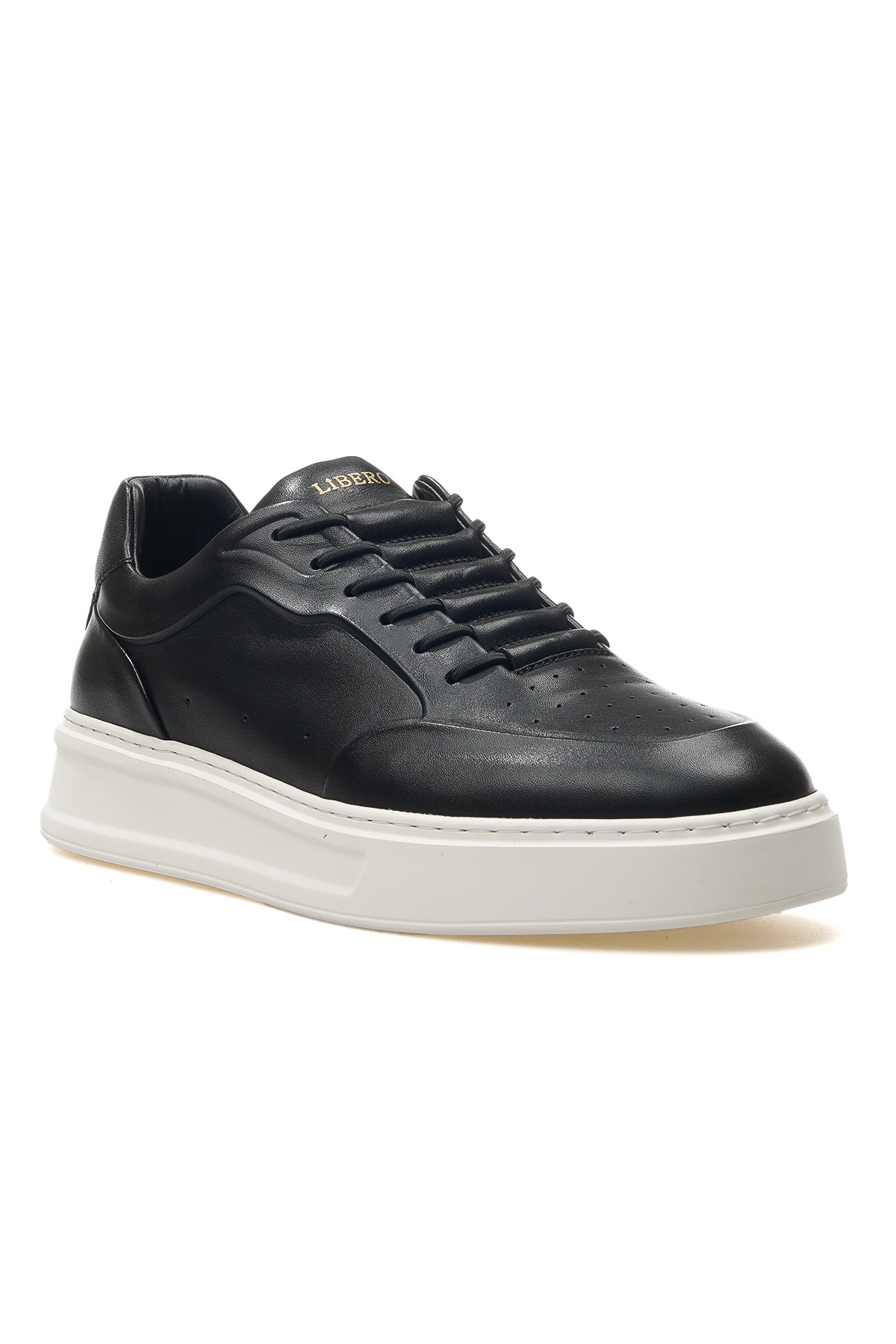 Erkek Hakiki Deri Sneaker Günlük Ayakkabı L5491 M - SİYAH BEYAZ