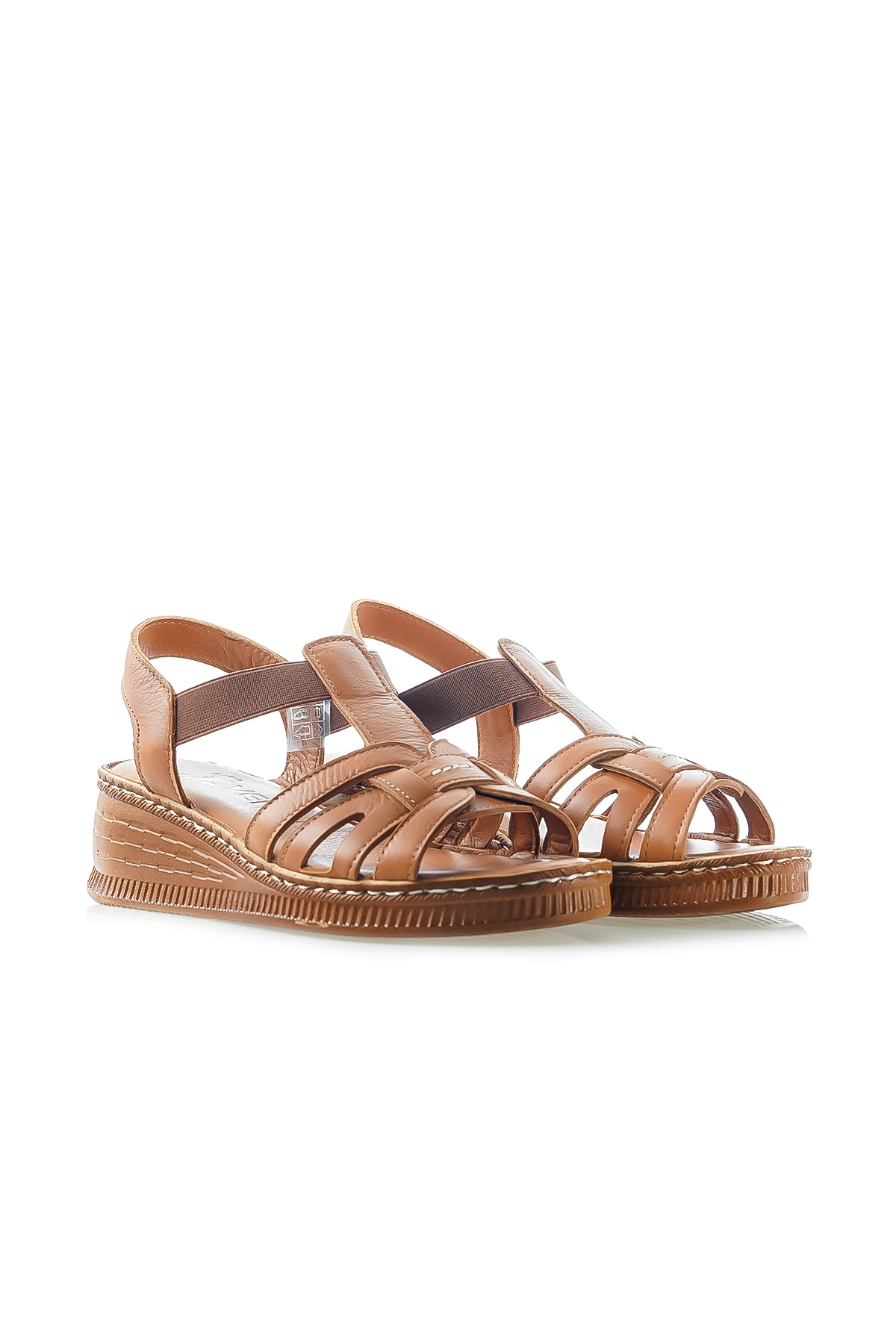 Venüs Kadın Hakiki Deri Dolgu Topuklu Comfort Günlük Sandalet (36-41) 24028801Y Z - TABA