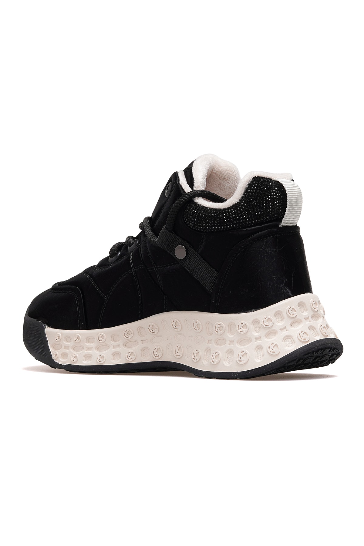 Kadın Deri Kürklü Sneaker Bot 25K316 Z - SİYAH