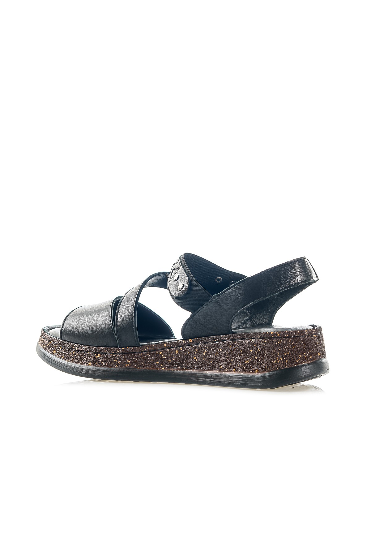 Mammamia Kadın Hakiki Deri Ortopedik Taban Dolgu Topuk Günlük Sandalet (36-40) D24YS-1640 Z - SİYAH