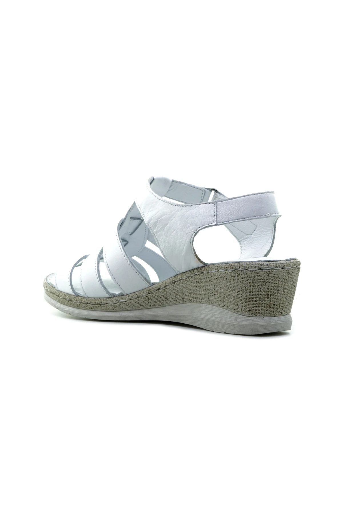 Mammamia Kadın Hakiki Deri Dolgu Topuklu Comfort Casual Günlük Sandalet (36-40) D24YS-1405 Z - BEYAZ