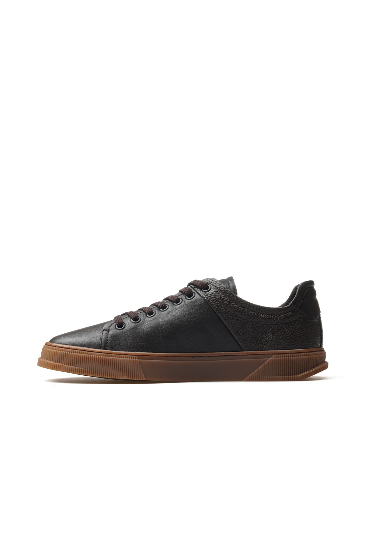 Erkek Hakiki Deri Sneaker Günlük Ayakkabı H1014 M - KAHVE