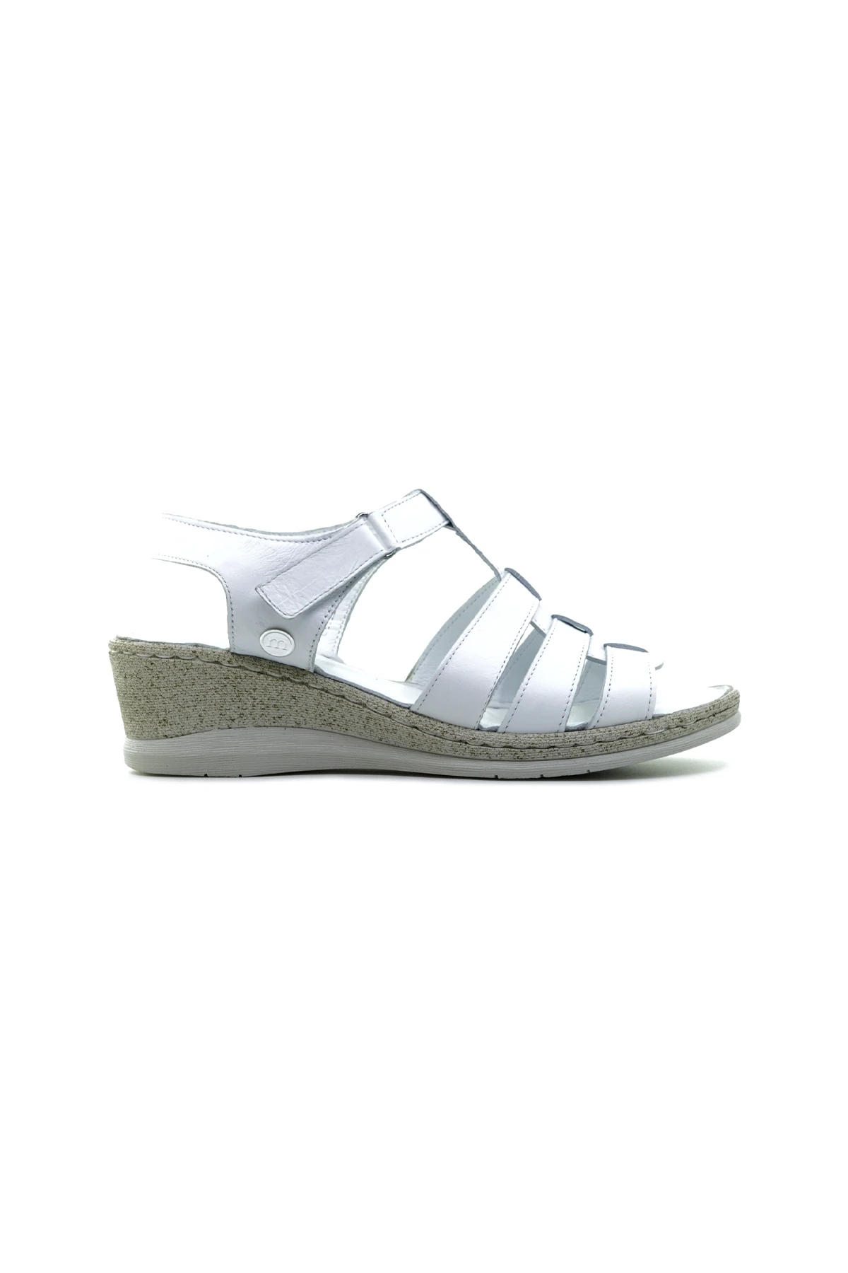 Mammamia Kadın Hakiki Deri Dolgu Topuklu Comfort Casual Günlük Sandalet (36-40) D24YS-1405 Z - BEYAZ