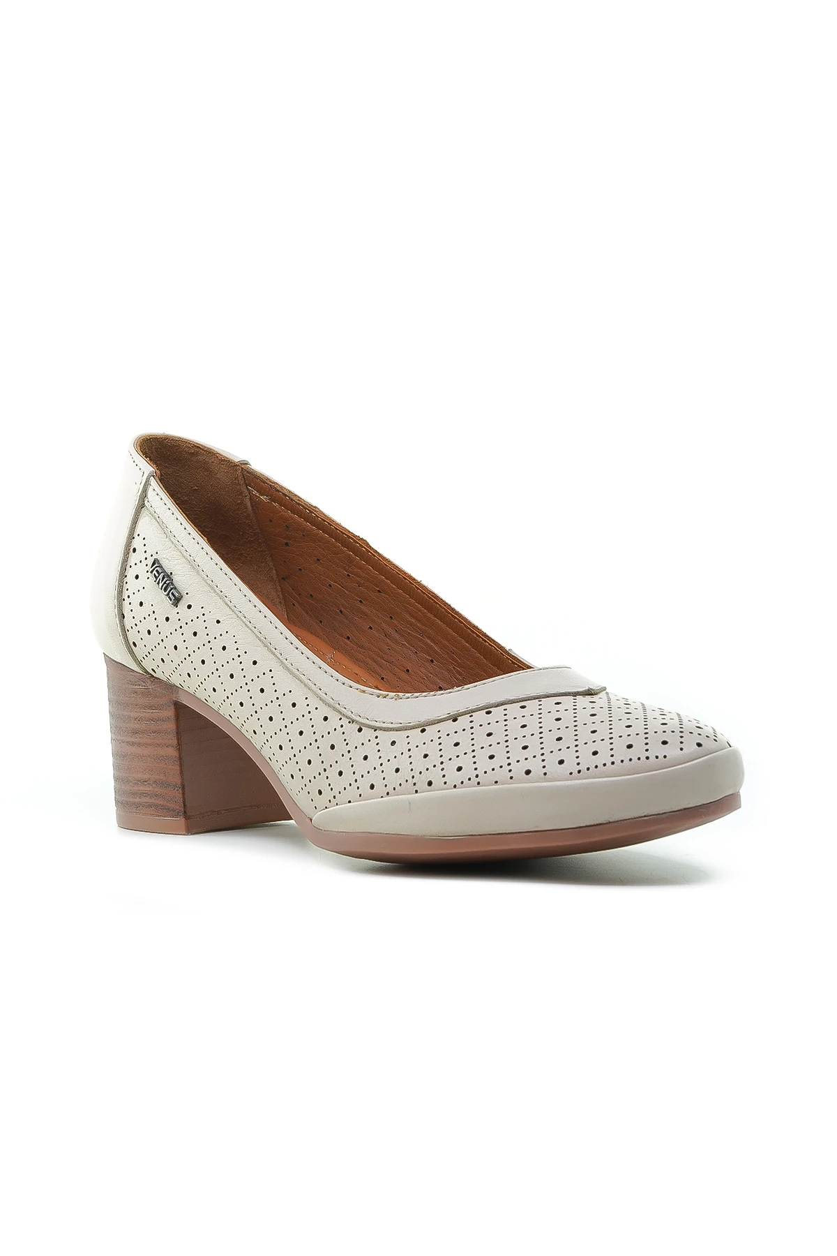 Venüs Kadın Hakiki Deri Topuklu Günlük Ayakkabı (36-41) 1373Y Z - BEJ