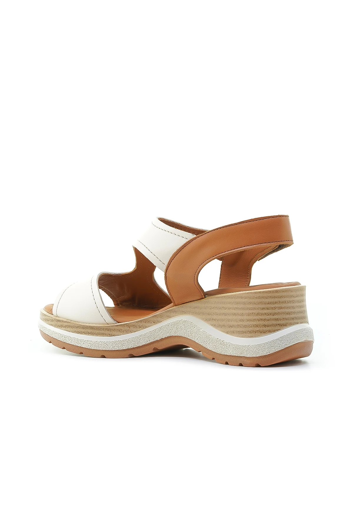 Venüs Kadın Hakiki Deri Dolgu Topuklu Comfort Casual Günlük Sandalet (36-40) 2409901Y Z - BEJ