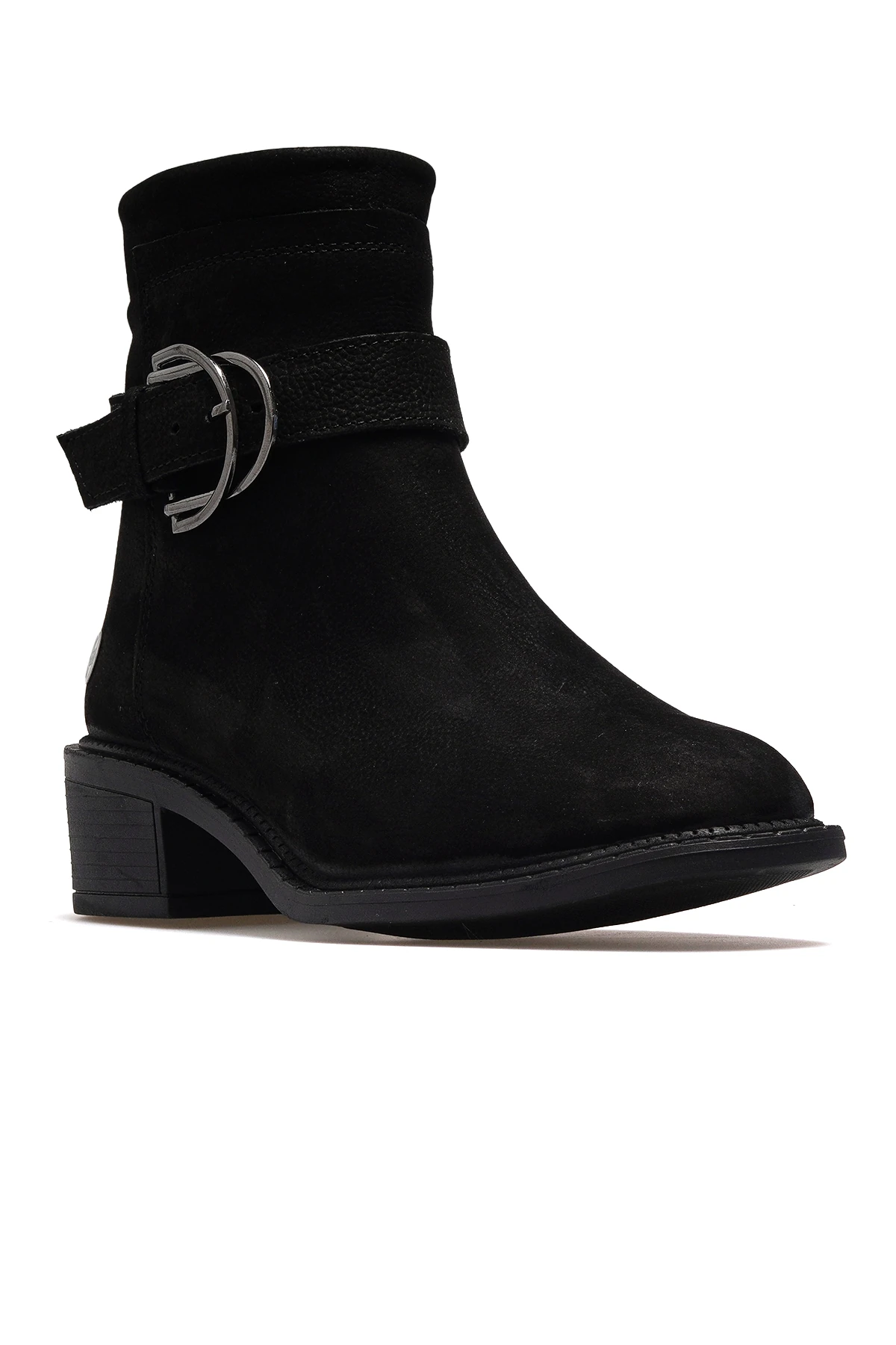 Kadın Hakiki Deri Topuklu Günlük Bot D25KB-8075 Z - SİYAH NUBUK