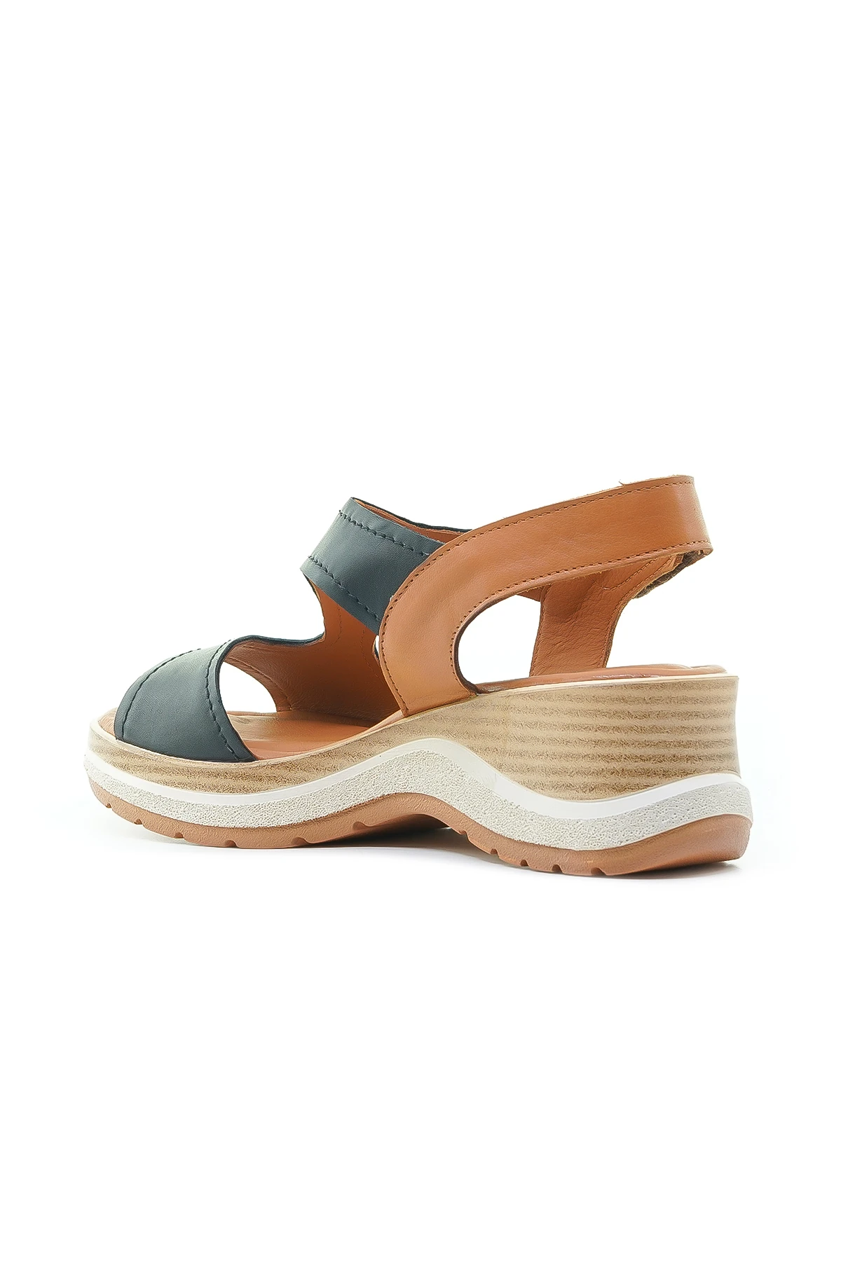 Venüs Kadın Hakiki Deri Dolgu Topuklu Comfort Casual Günlük Sandalet (36-40) 2409901Y Z - SİYAH