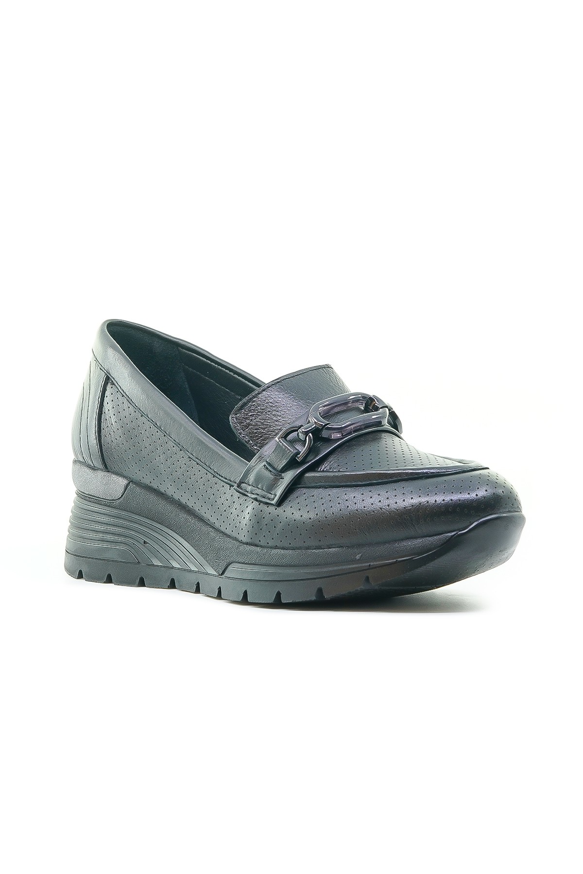 Venüs Kadın Hakiki Deri Dolgu Topuklu Comfort Casual Günlük Ayakkabı (36-40) 2313001Y Z - SİYAH