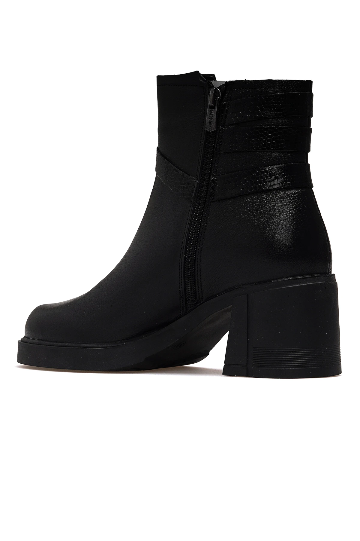 Kadın Hakiki Deri Topuklu Günlük Bot 2553102K Z - SİYAH