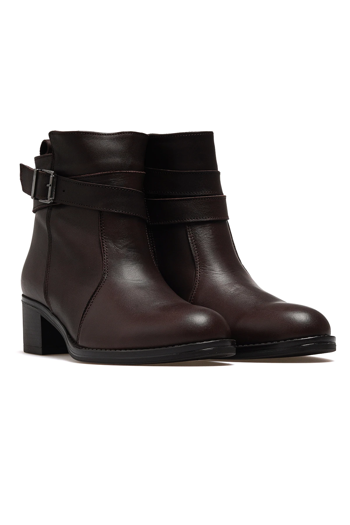 Kadın Hakiki Deri Topuklu Günlük Bot D25KB-1670 Z - KAHVE