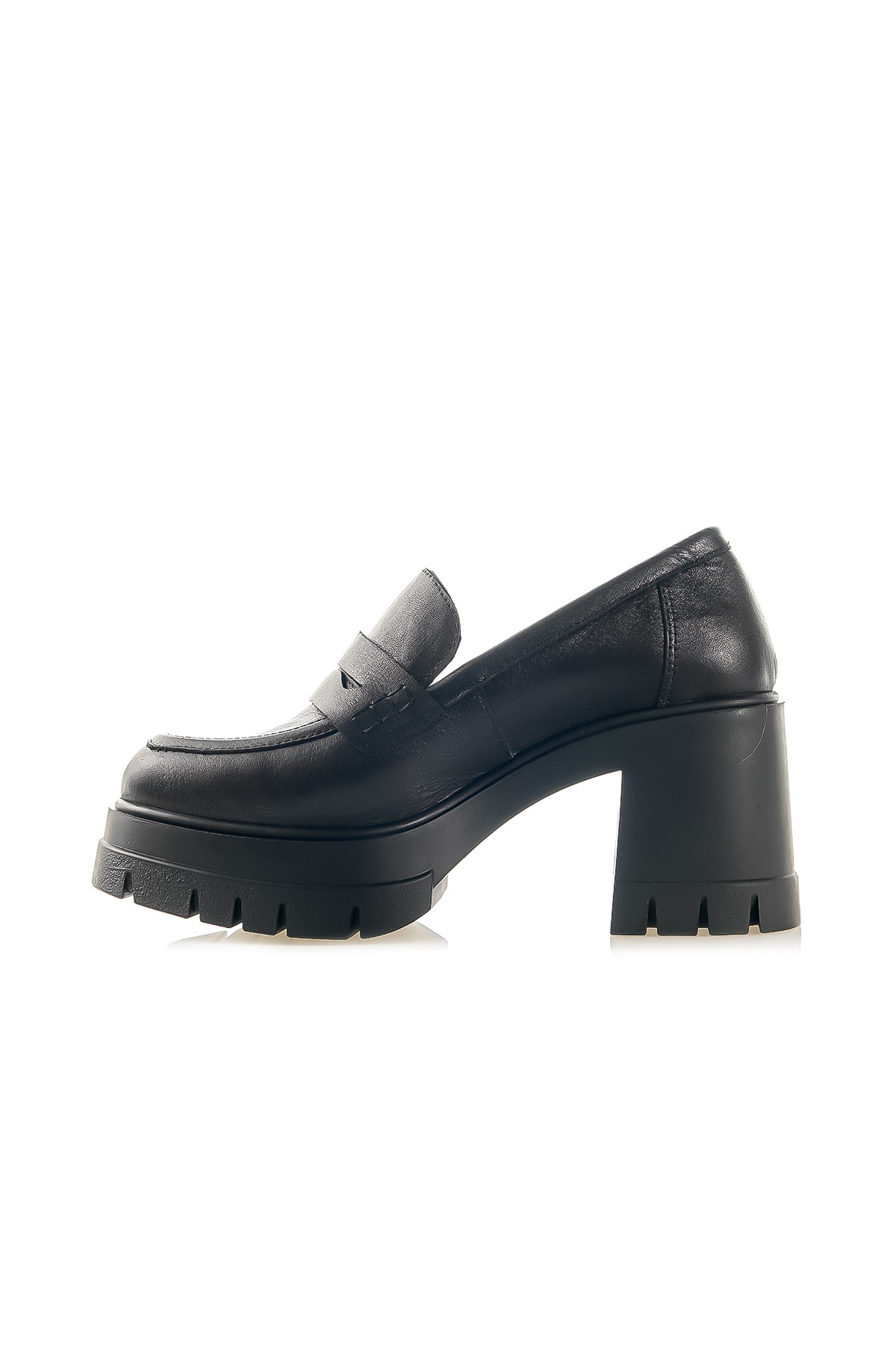 Mammamia Kadın Hakiki Deri Topuklu Loafer Günlük Ayakkabı (36-40) D24YA-3765 Z - SİYAH