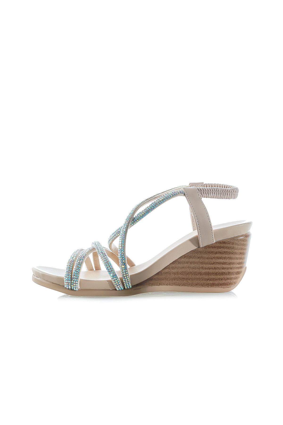 Yaşar Kaşlı Kadın Taş Detaylı Dolgu Topuklu Günlük Sandalet (36-40) YKS-1046 Z - NUT