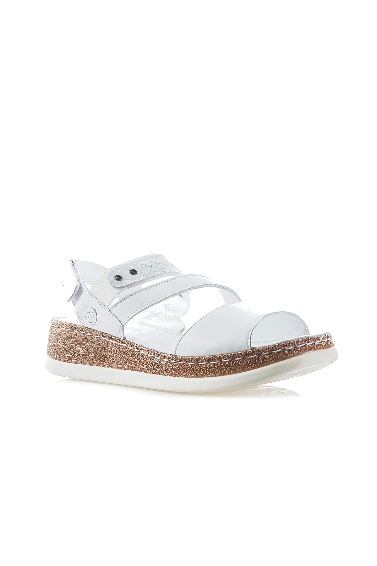 Mammamia Kadın Hakiki Deri Ortopedik Taban Dolgu Topuk Günlük Sandalet (36-40) D24YS-1640 Z - BEYAZ