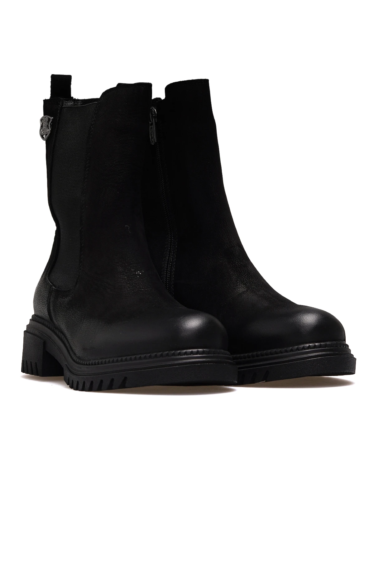 Kadın Hakiki Deri Casual Günlük Bot 1950864K Z - SİYAH NUBUK