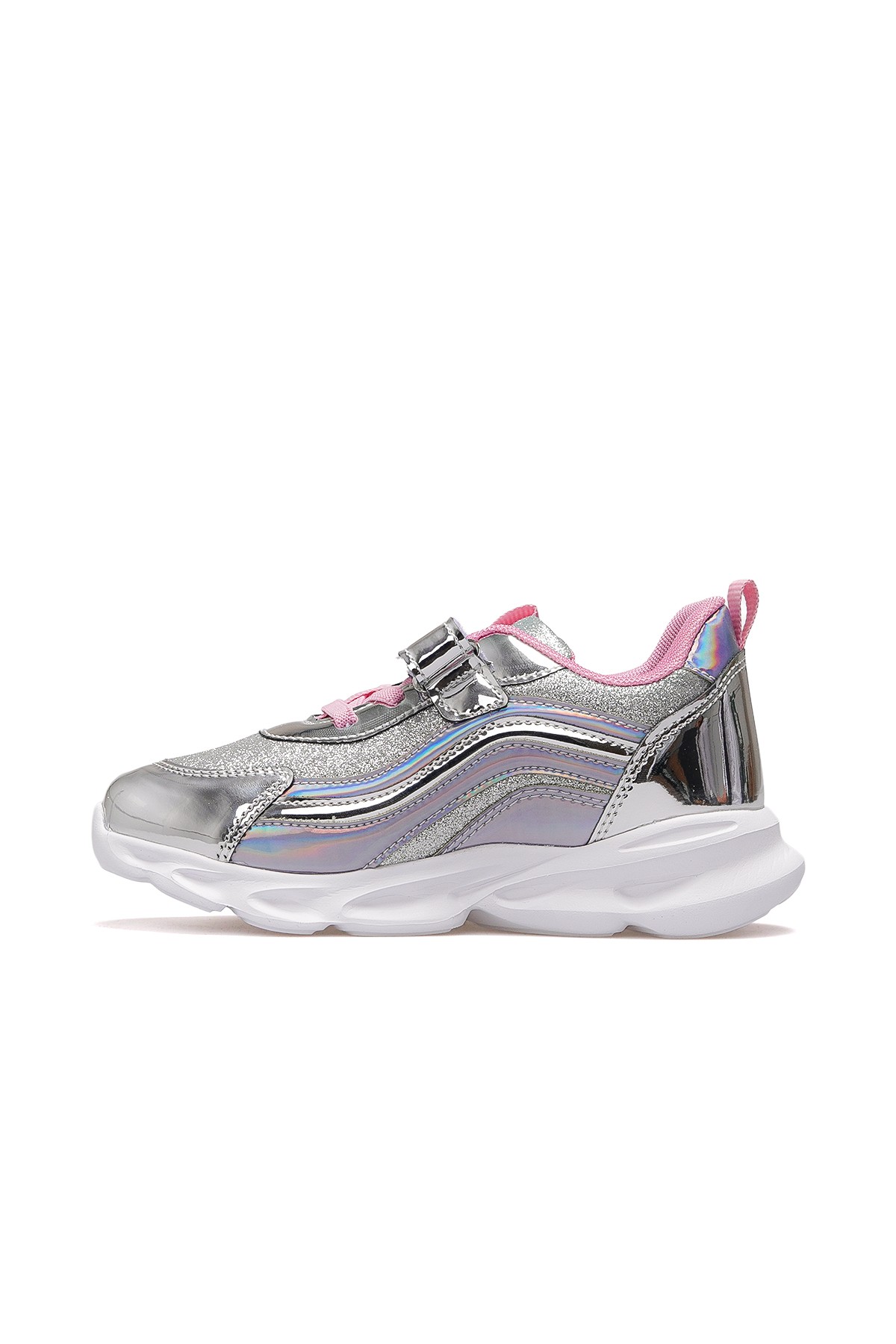 Glossy Shine Kız Çocuk Hafif Işıklı Günlük Sneaker Spor Ayakkabı BUCK4430 - GÜMÜŞ