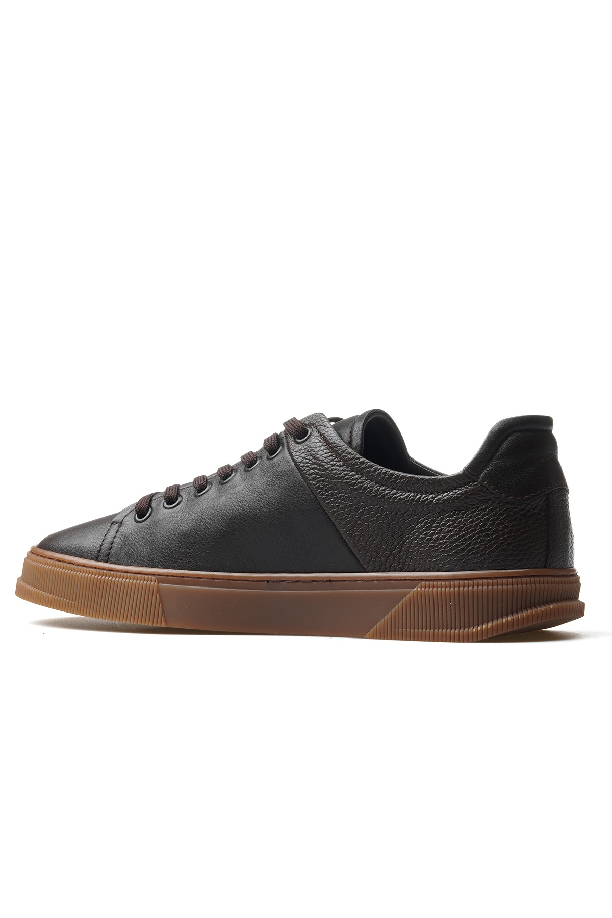Erkek Hakiki Deri Sneaker Günlük Ayakkabı H1014 M - KAHVE