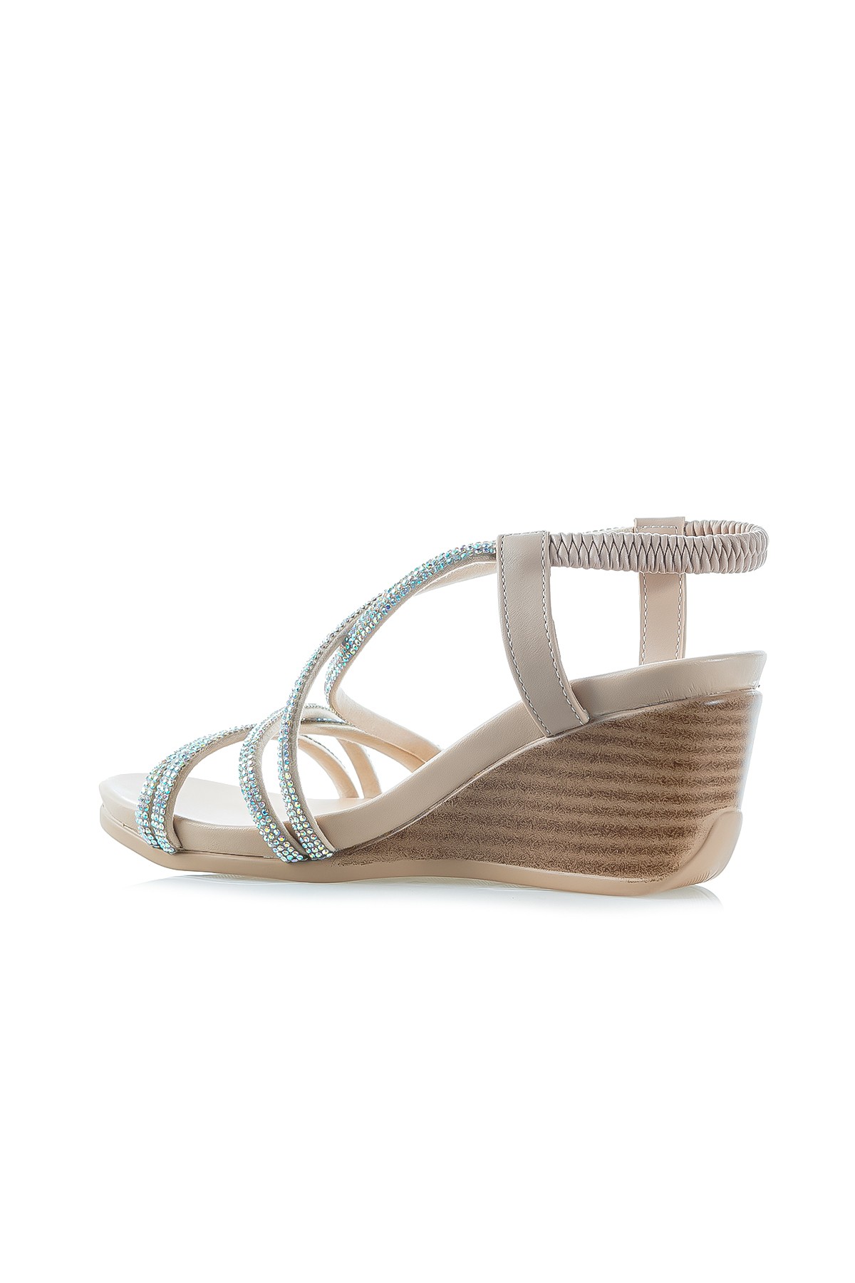Yaşar Kaşlı Kadın Taş Detaylı Dolgu Topuklu Günlük Sandalet (36-40) YKS-1046 Z - NUT