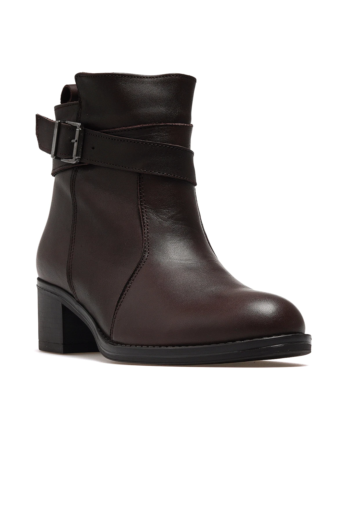 Kadın Hakiki Deri Topuklu Günlük Bot D25KB-1670 Z - KAHVE