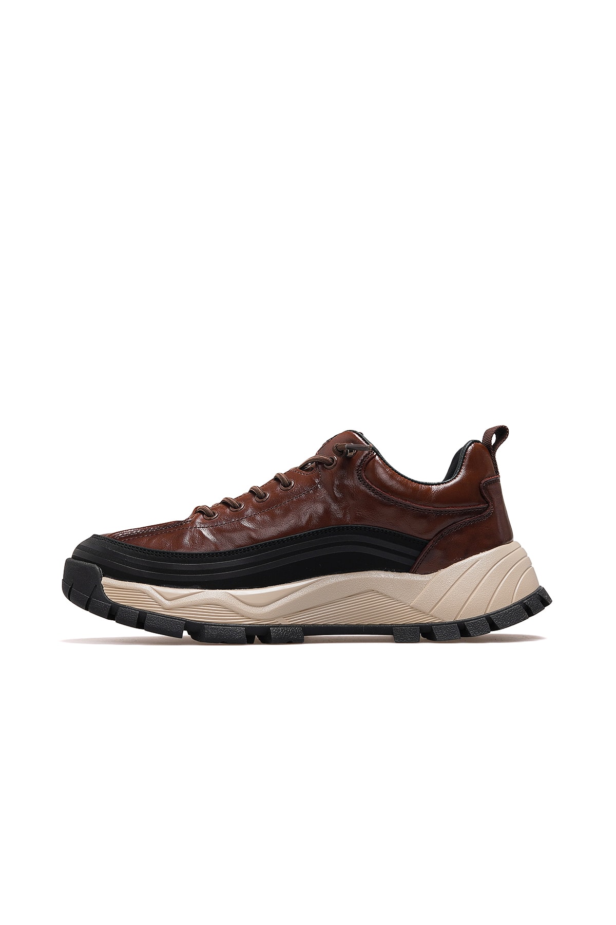 Erkek Deri Günlük Sneaker Ayakkabı 25K570 M - KAHVE